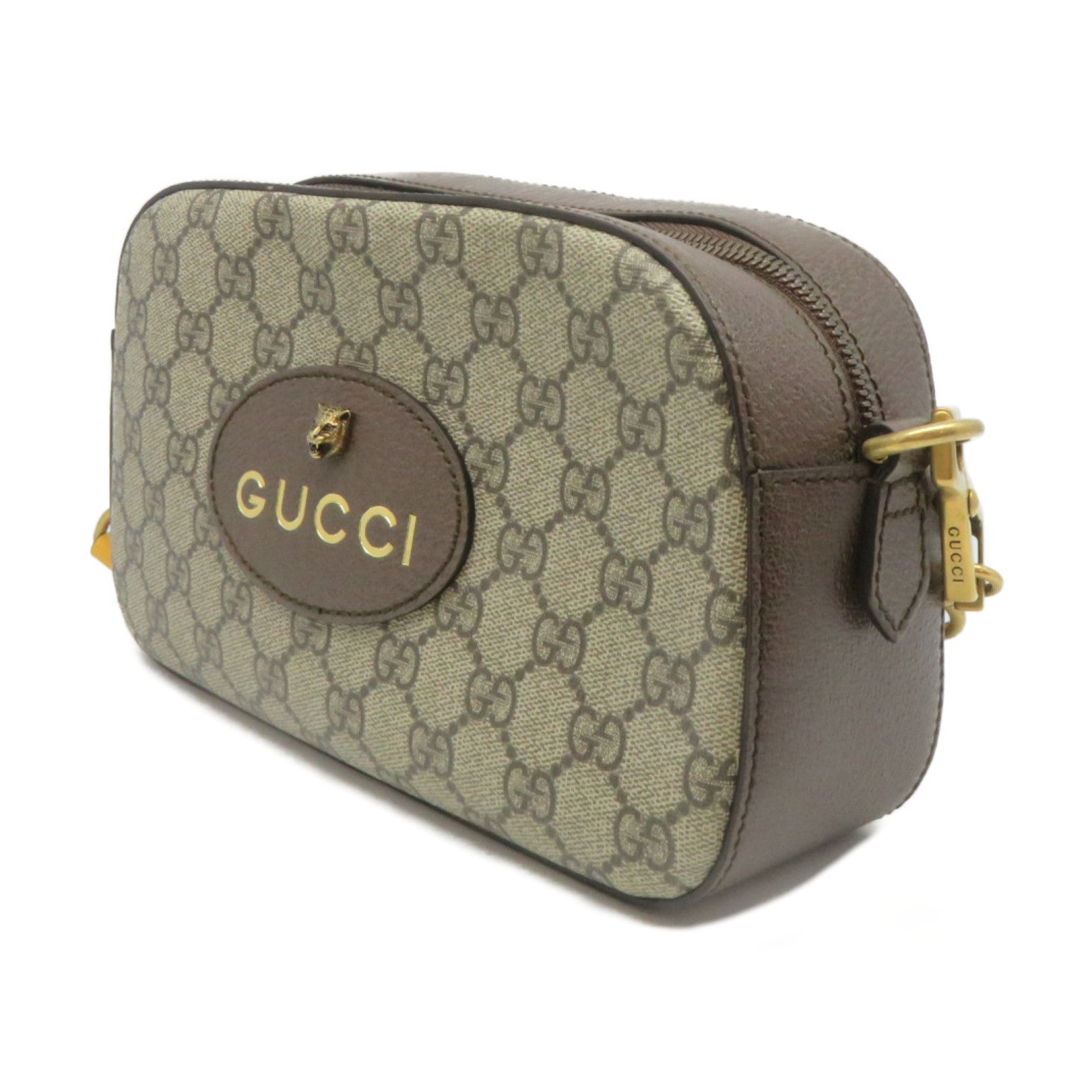 GUCCI 塗層帆布Neo Vintage GG Supreme Messenger Bag金扣肩背袋啡色