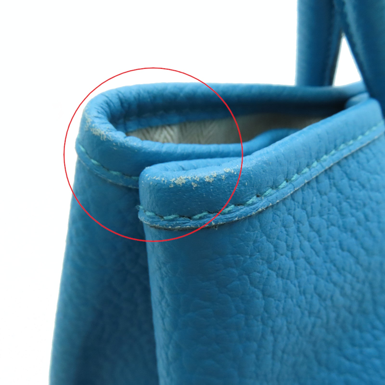 HERMES Togo Leather Garden Party PM Silver Button Handle Bag Blue