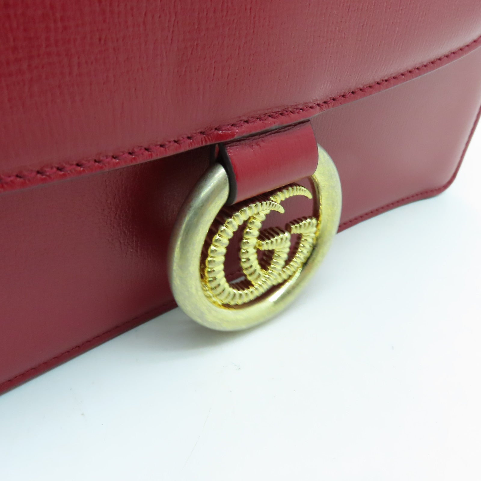 GUCCI 【激減優惠】牛皮皮革Shoulder  Bag金扣肩背袋紅色