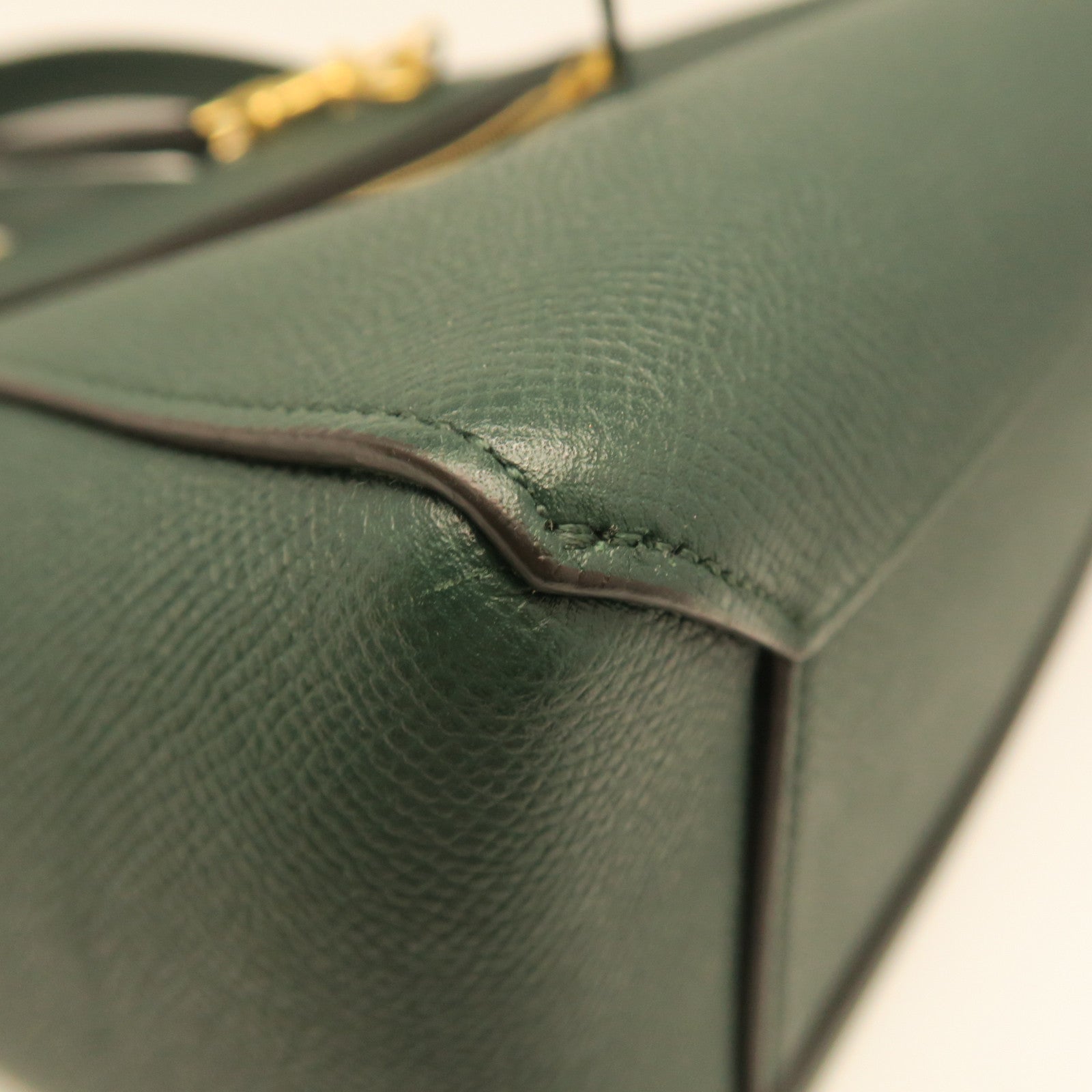 CELINE cowhide leather Belt Bag gold buckle handle shoulder bag green