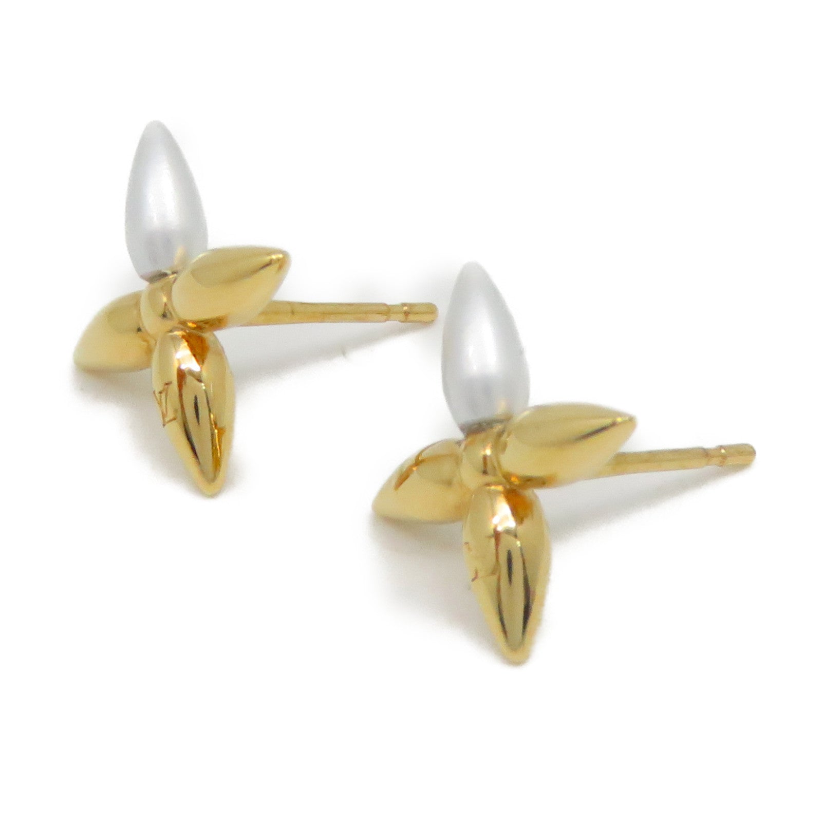 LOUIS VUITTON 金屬/PVC Louisette Earrings耳環金色/白色