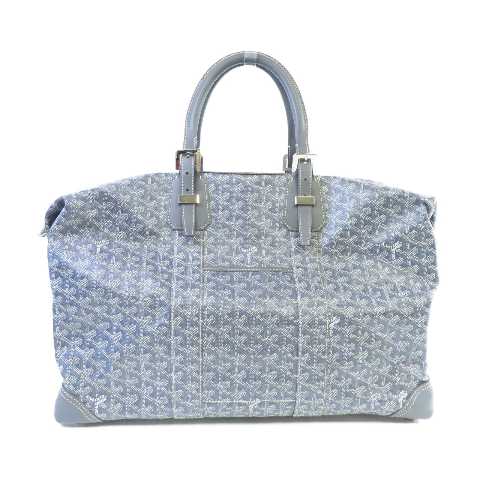 GOYARD 塗層帆布Bowling 45 Boston Bag銀扣波士頓包灰色/黃色