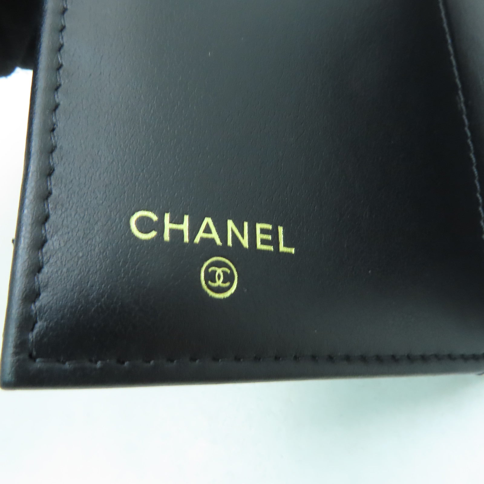CHANEL 菱格Caviar皮革Wallet金扣錢包黒色