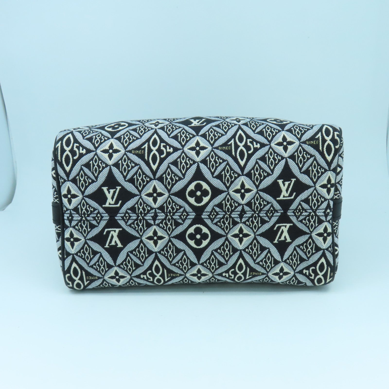 LOUIS VUITTON 【激減優惠】Monogram Jacquard Since 1854 Speedy Bandouliere 25金扣手挽肩背兩用袋黑色/白色