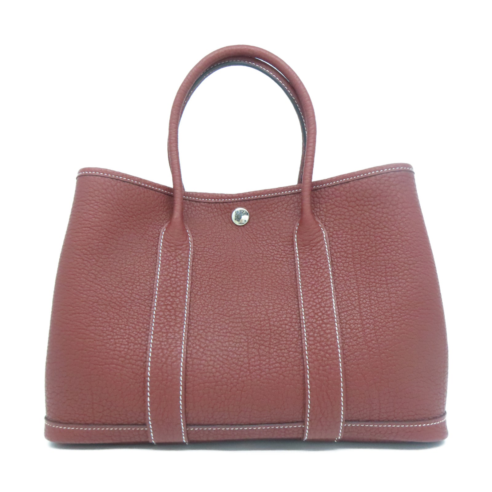 HERMES Negonda皮革GardenParty TPM銀扣手挽袋正紅色