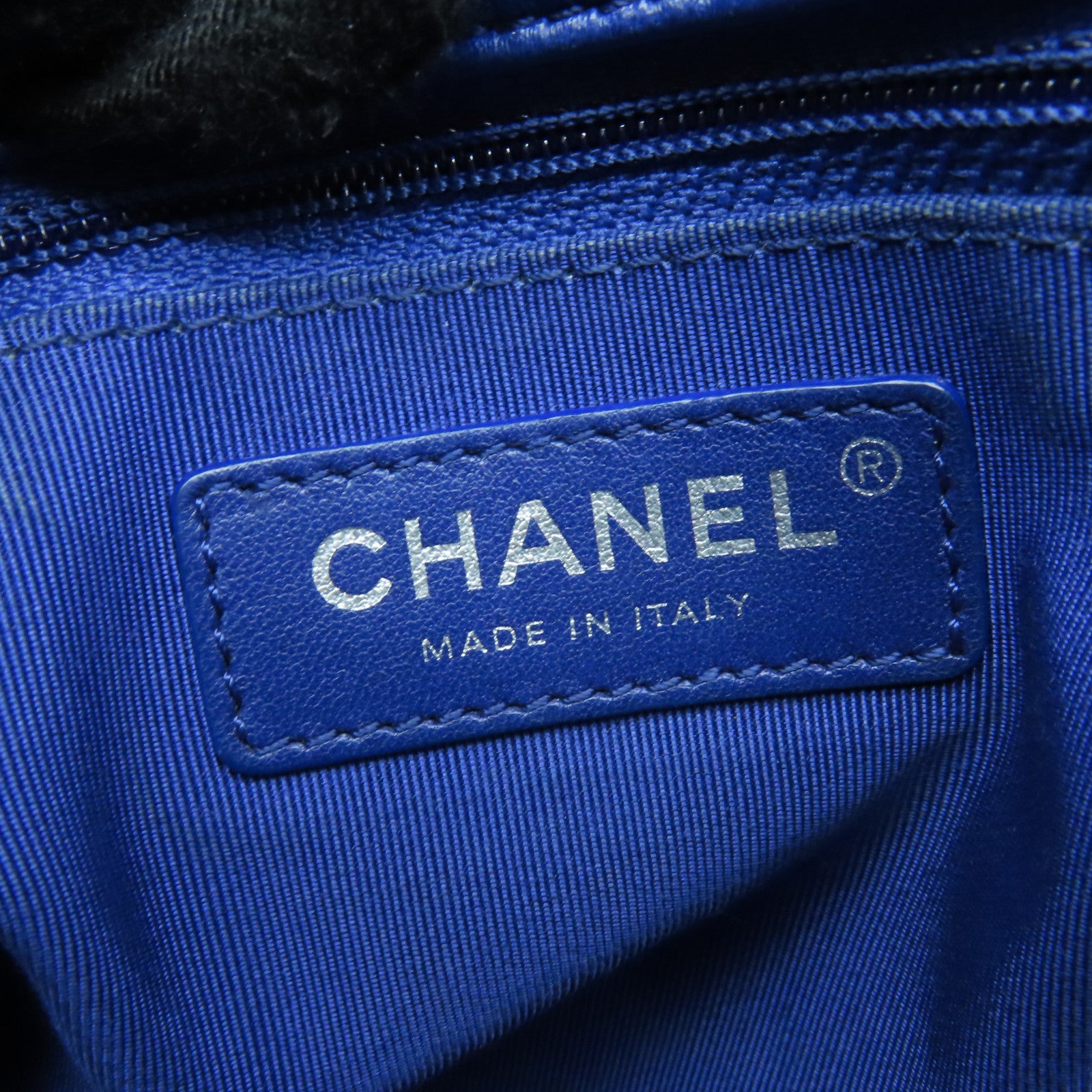 CHANEL 菱格漆皮皮革Chain Shoulder Bag銀扣鏈帶肩背袋藍色