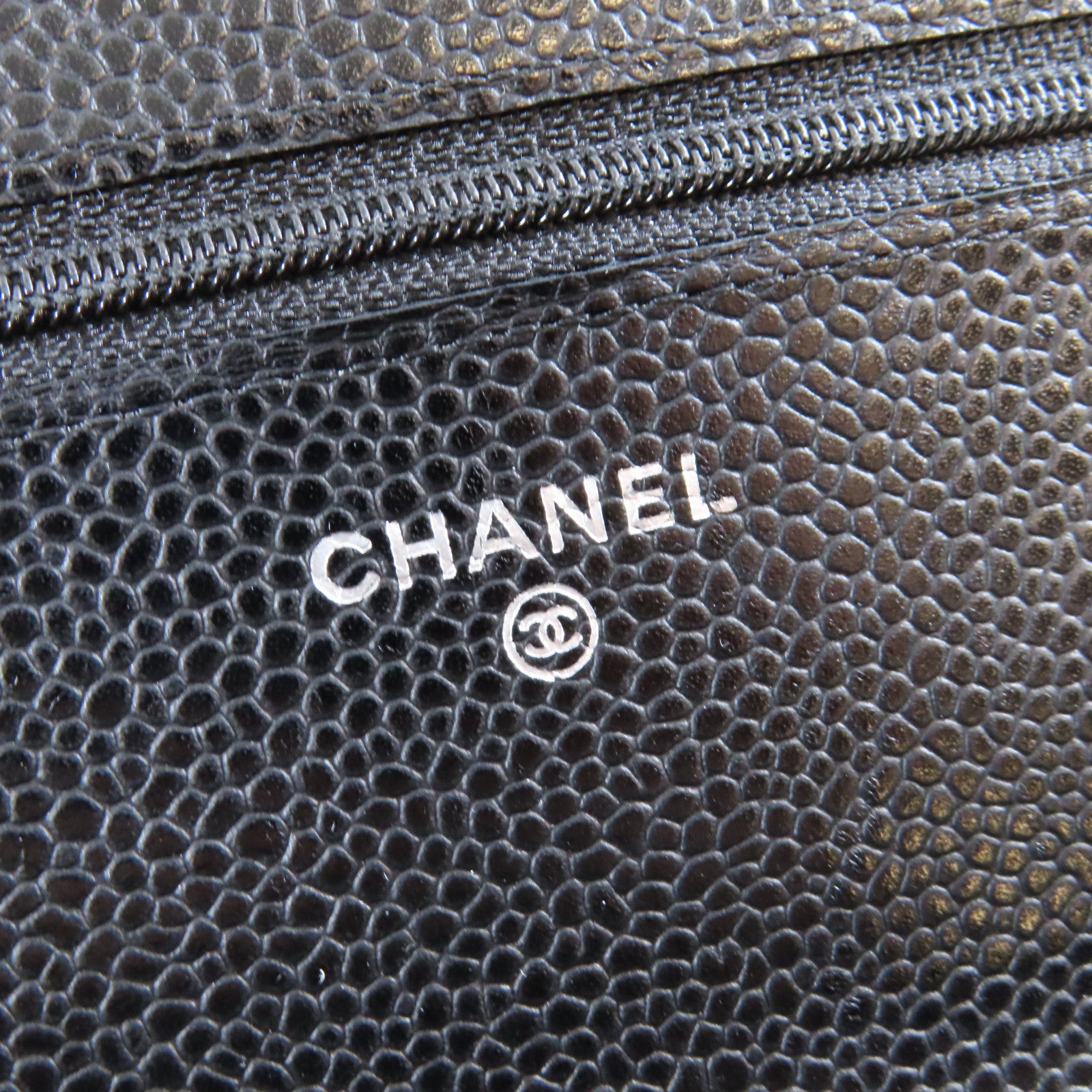 CHANEL 菱格Caviar皮革Wallet On Chain銀扣鏈帶肩背袋黑色