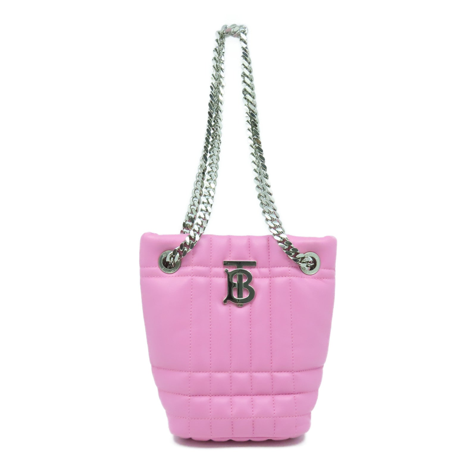 BURBERRY 牛皮皮革Chain Shoulder Bag銀扣肩背袋粉紅色