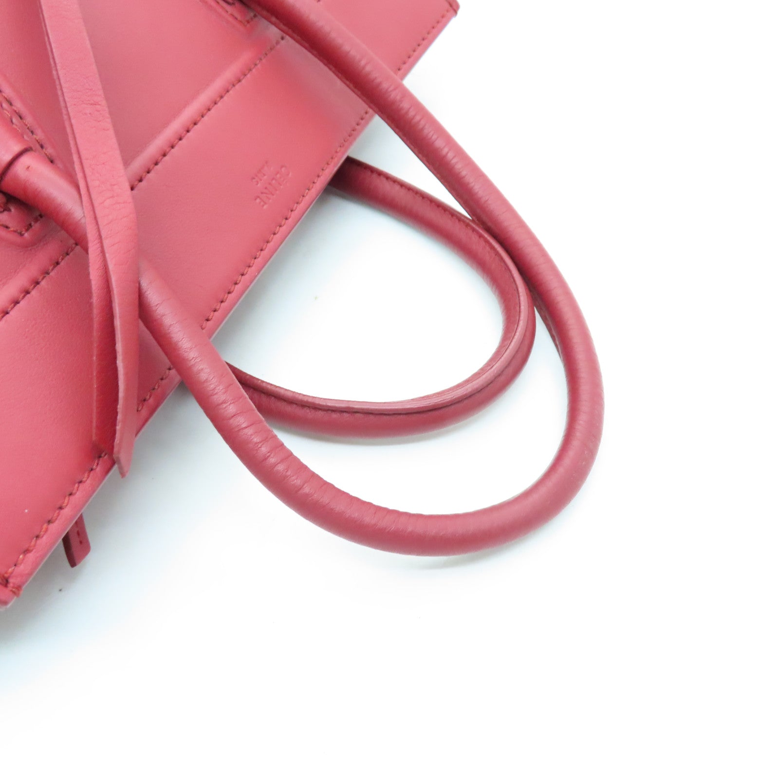 CELINE 【激減優惠】牛皮皮革Handbag金扣手挽袋紅色