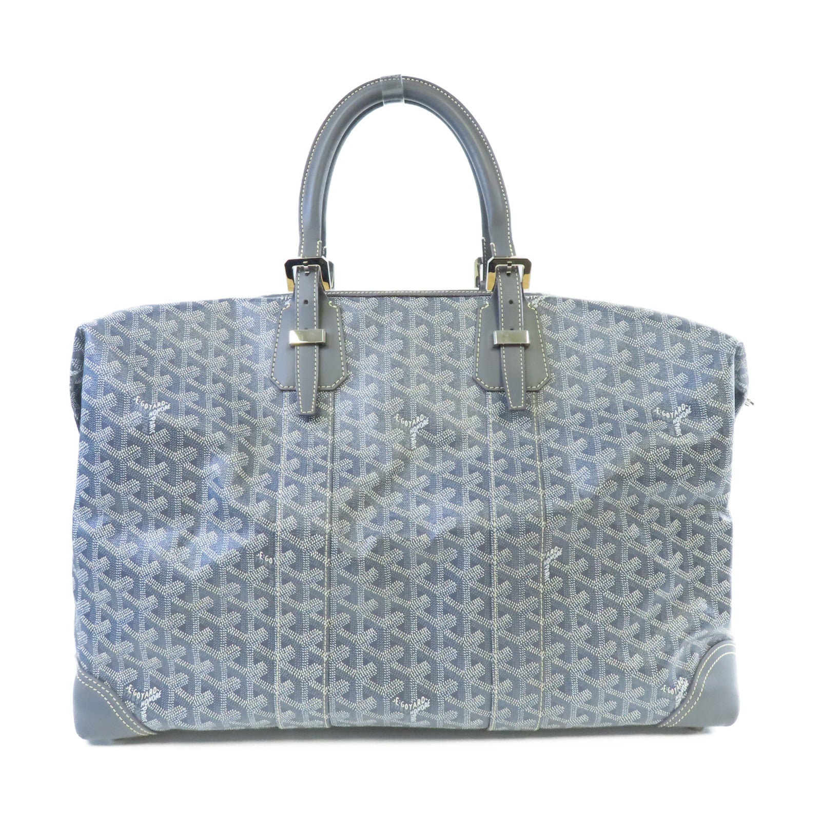 GOYARD 塗層帆布Bowling 45 Boston Bag銀扣波士頓包灰色/黃色