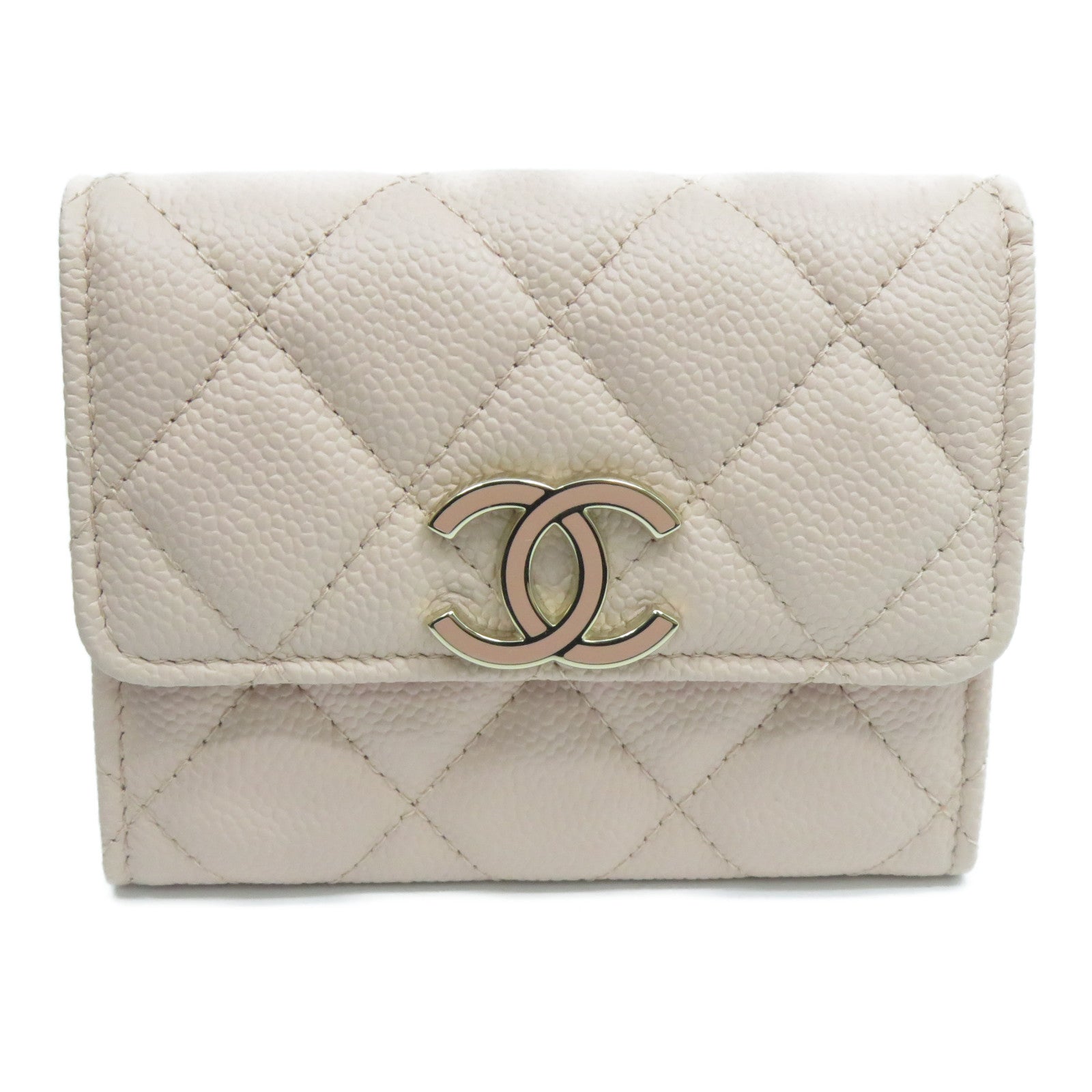 CHANEL 菱格Caviar皮革Card Holder金扣卡片套粉紅色