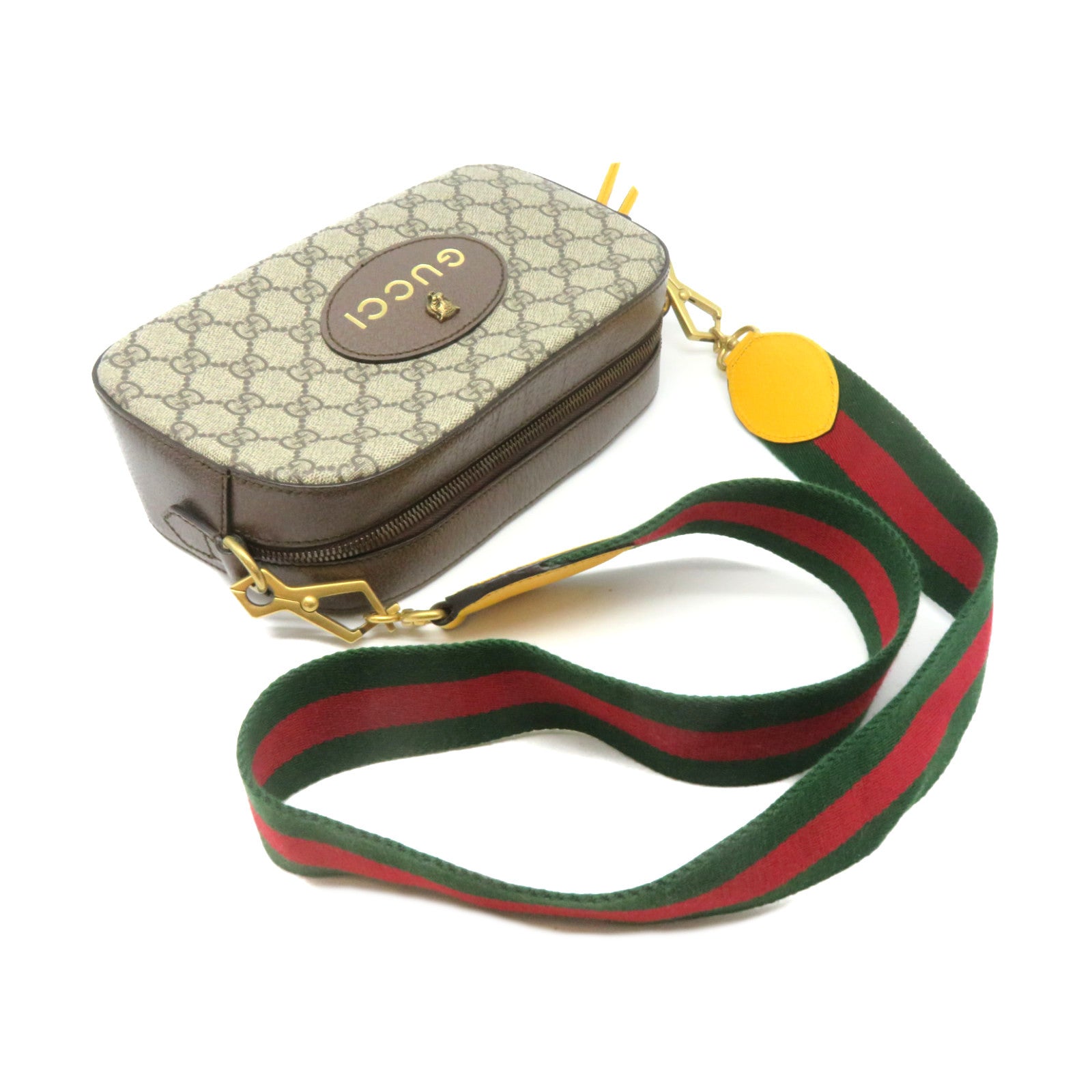 GUCCI 塗層帆布Neo Vintage GG Supreme Messenger Bag金扣肩背袋啡色
