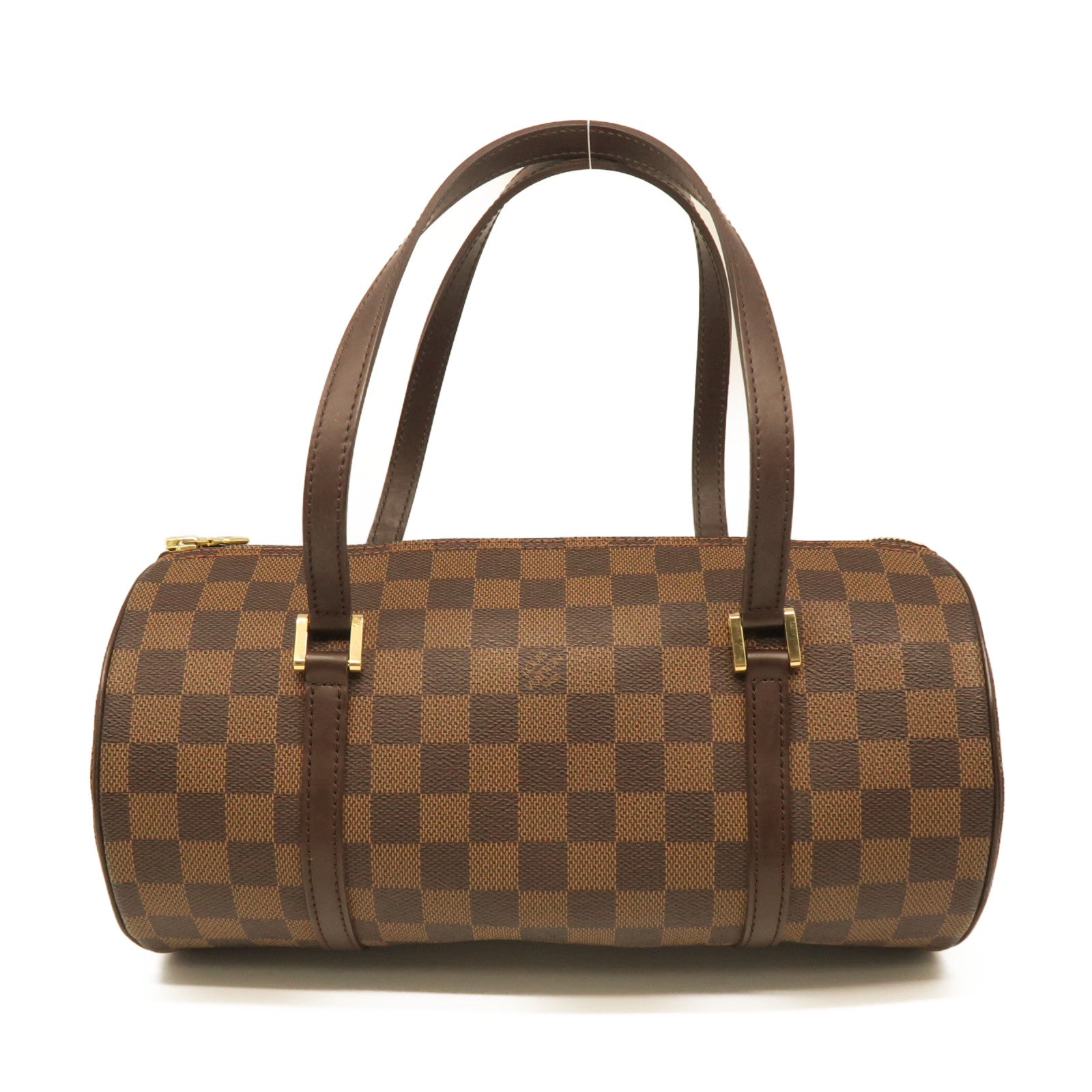 LOUIS VUITTON Damier Papillon PM Gold Buckle Shoulder Bag Brown
