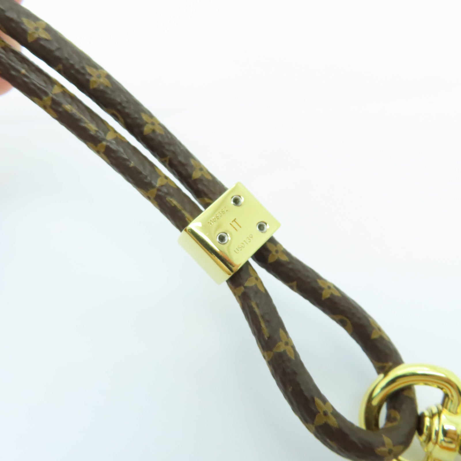 LOUIS VUITTON 塗層帆布/Silicon/金屬Louis Phone Holder金扣手機架棕色/黑色