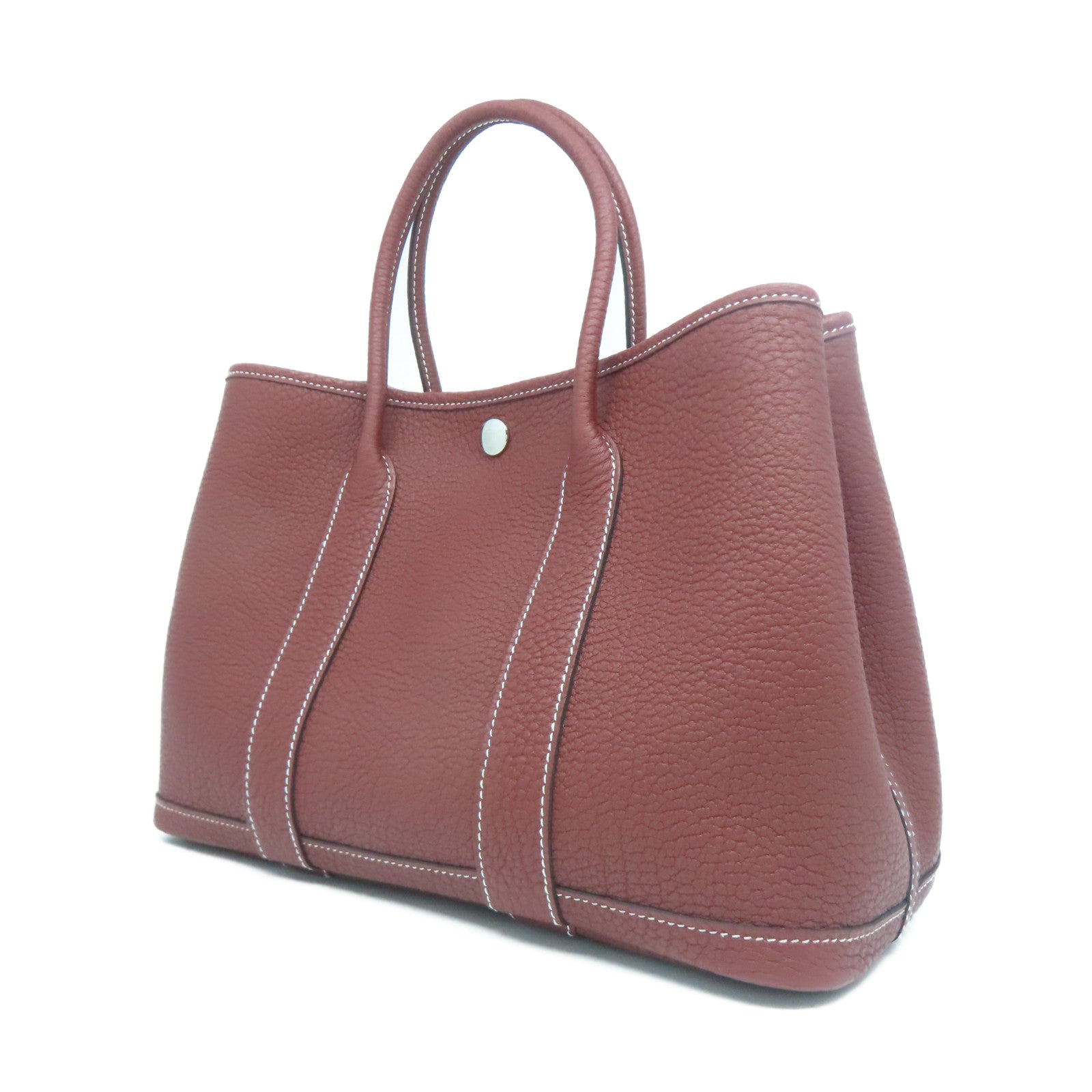 HERMES Negonda皮革GardenParty TPM銀扣手挽袋正紅色
