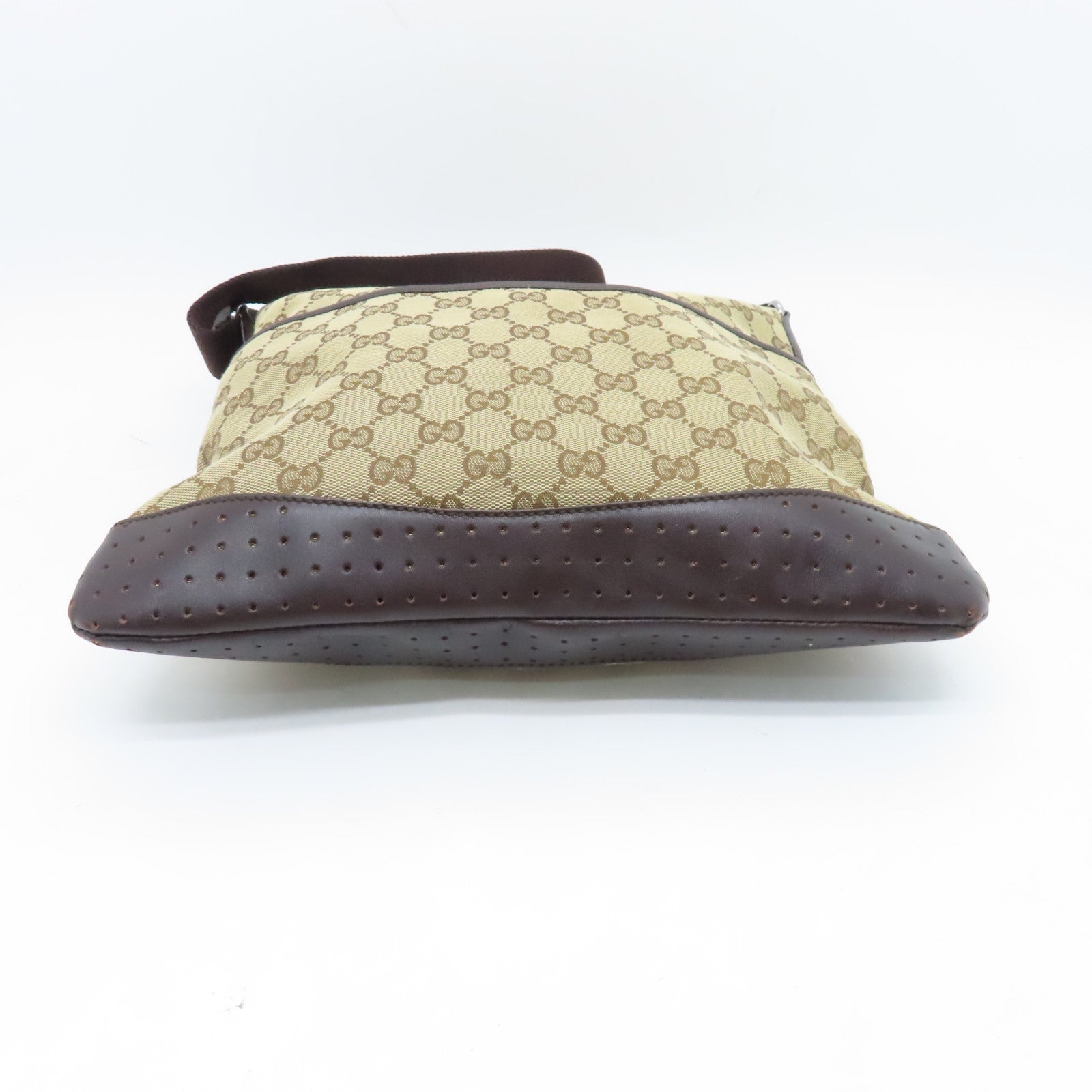GUCCI 【激減優惠】帆布Cross Carry Bag銀扣肩背袋棕色