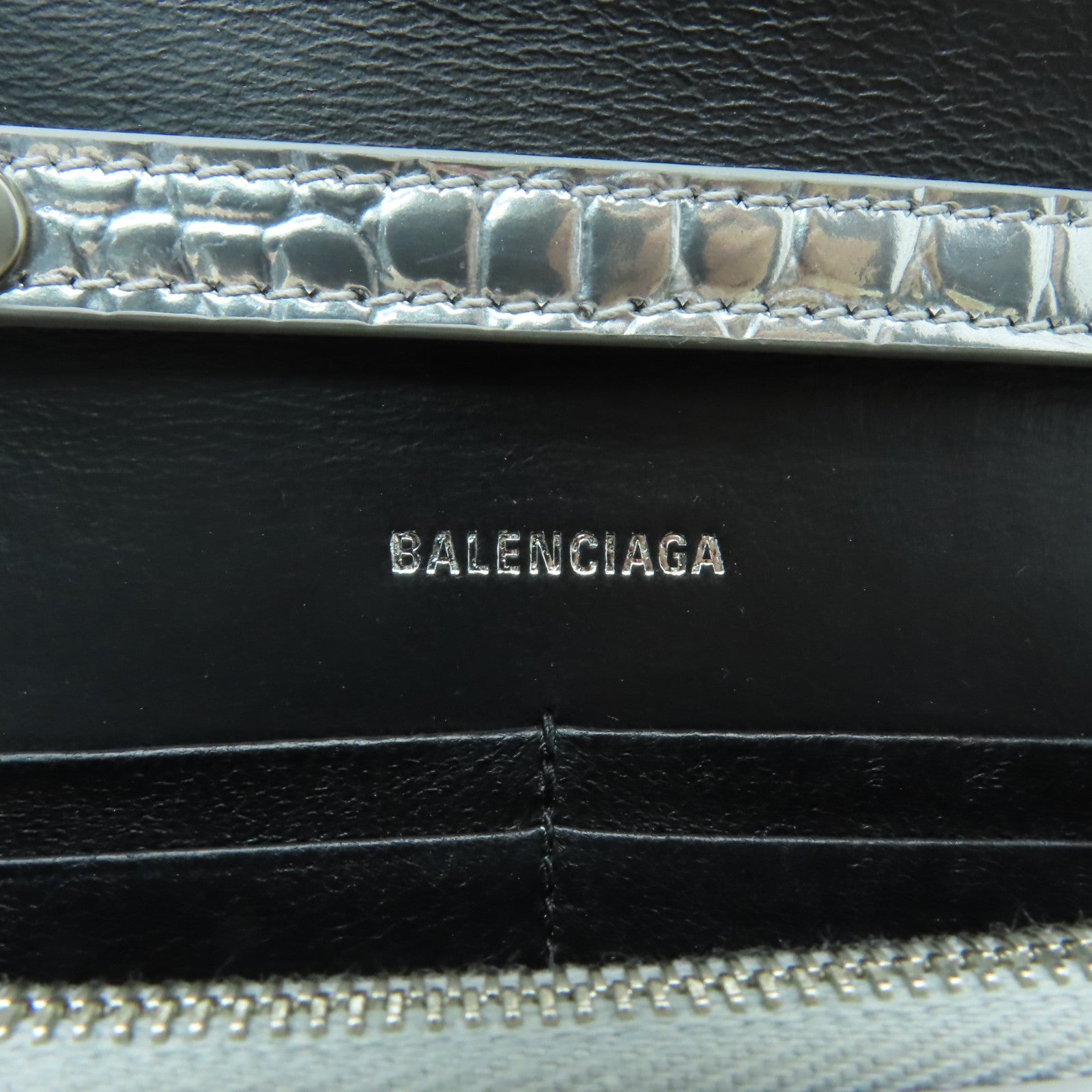 BALENCIAGA 牛皮皮革Shoulder Bag銀扣鏈帶肩背袋銀色