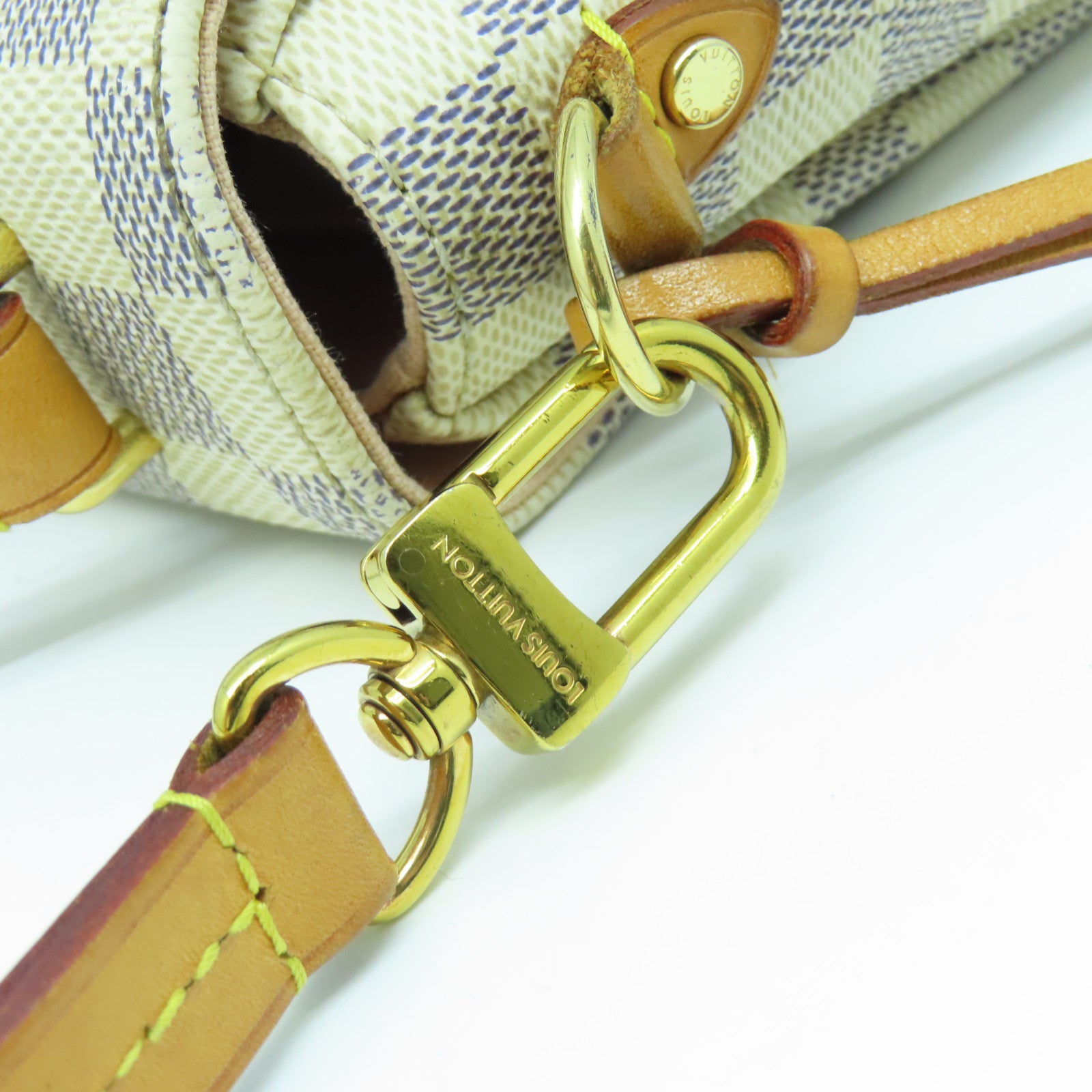 LOUIS VUITTON Damier Azur Croisette金扣手挽肩背兩用袋藍色/白色