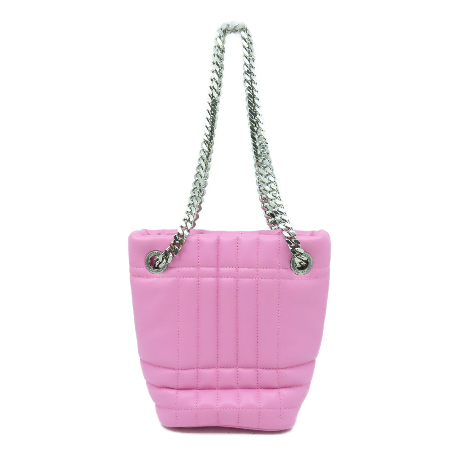 BURBERRY 牛皮皮革Chain Shoulder Bag銀扣肩背袋粉紅色