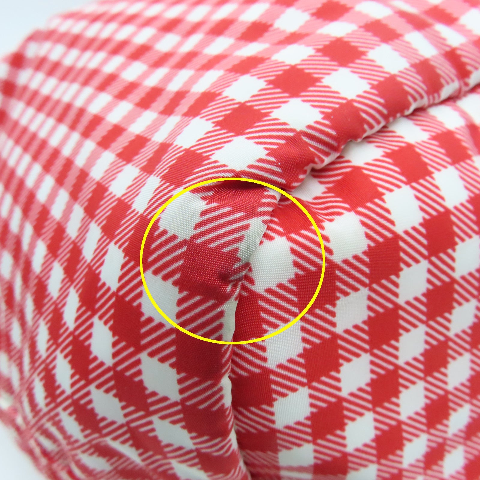 PRADA Nylon 2Way Tote Bag Silver Buckle Hand Shoulder Dual-use Bag Red Checkered