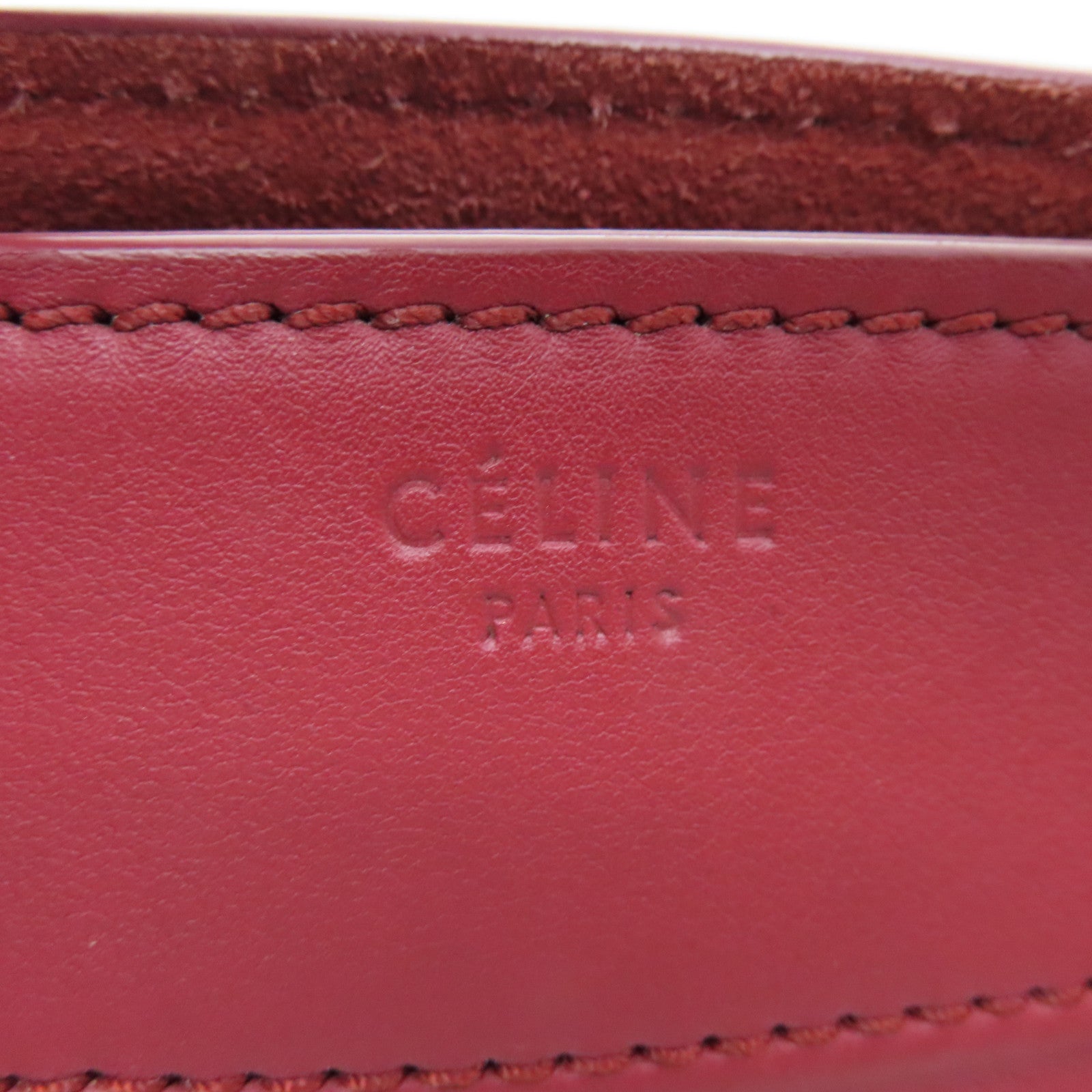 CELINE 【激減優惠】牛皮皮革Handbag金扣手挽袋紅色