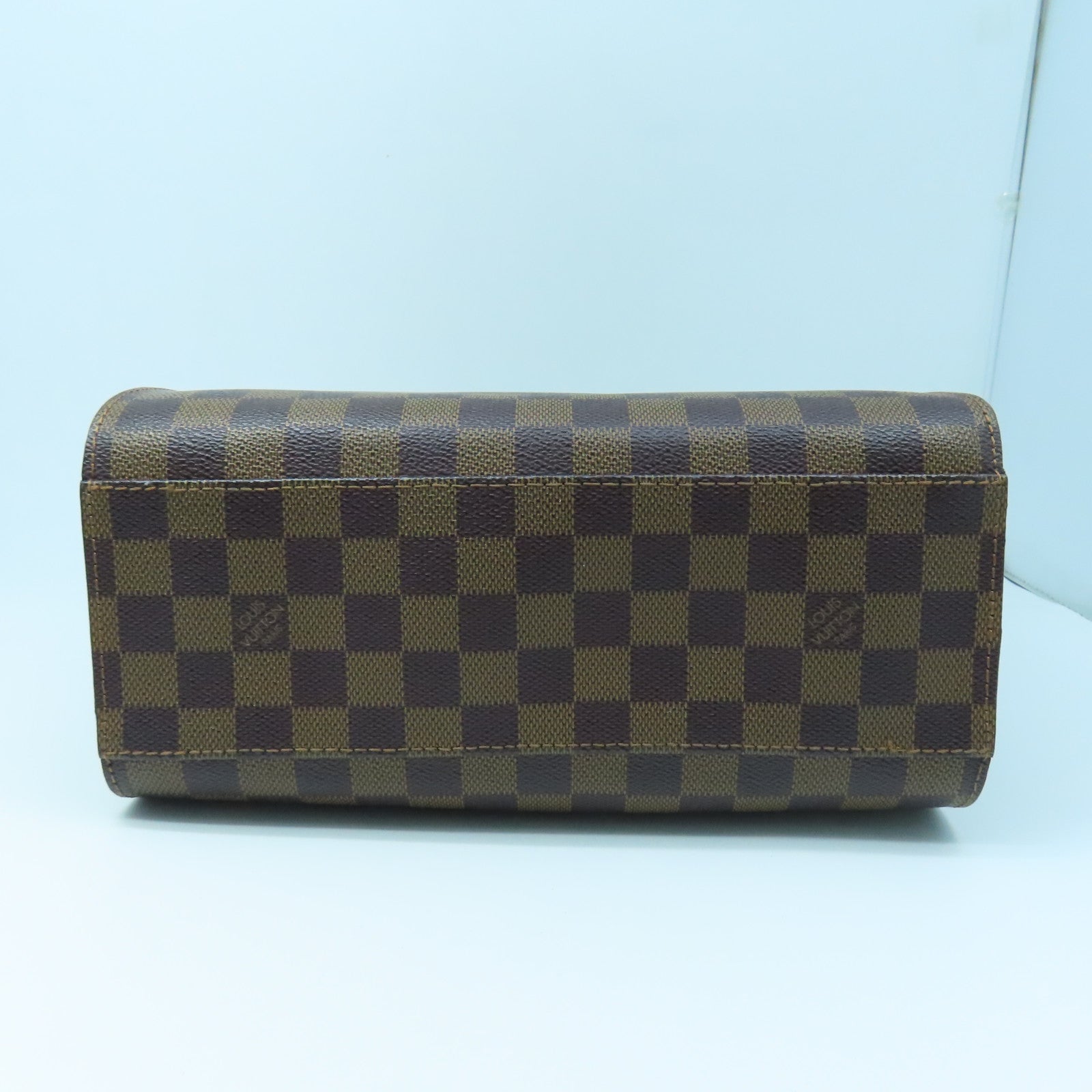 LOUIS VUITTON Damier Triana gold buckle handle bag brown