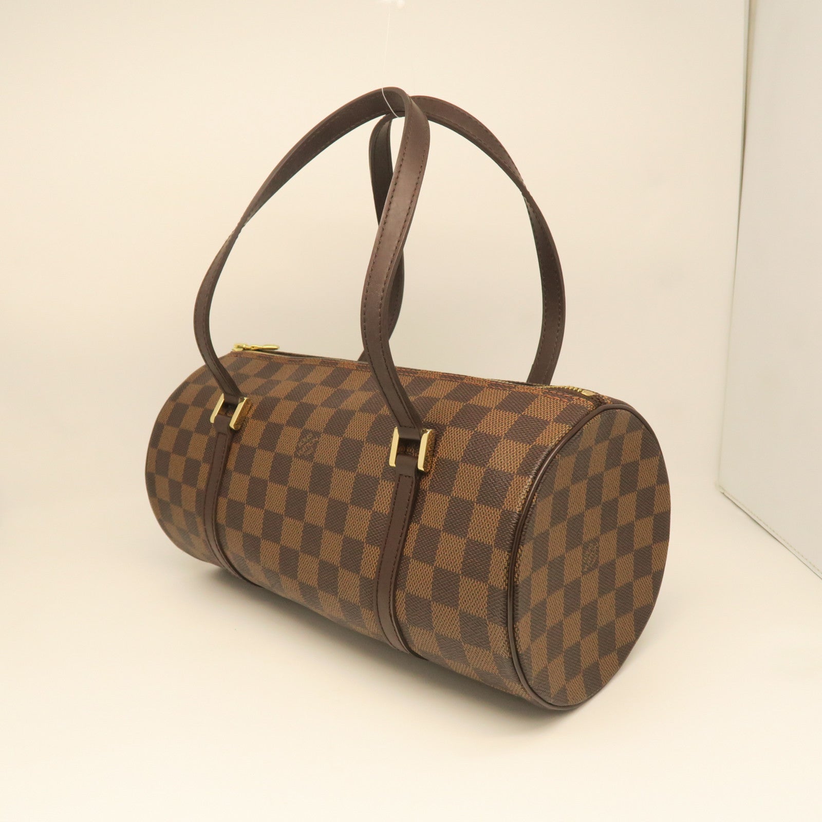 LOUIS VUITTON Damier Papillon PM Gold Buckle Shoulder Bag Brown