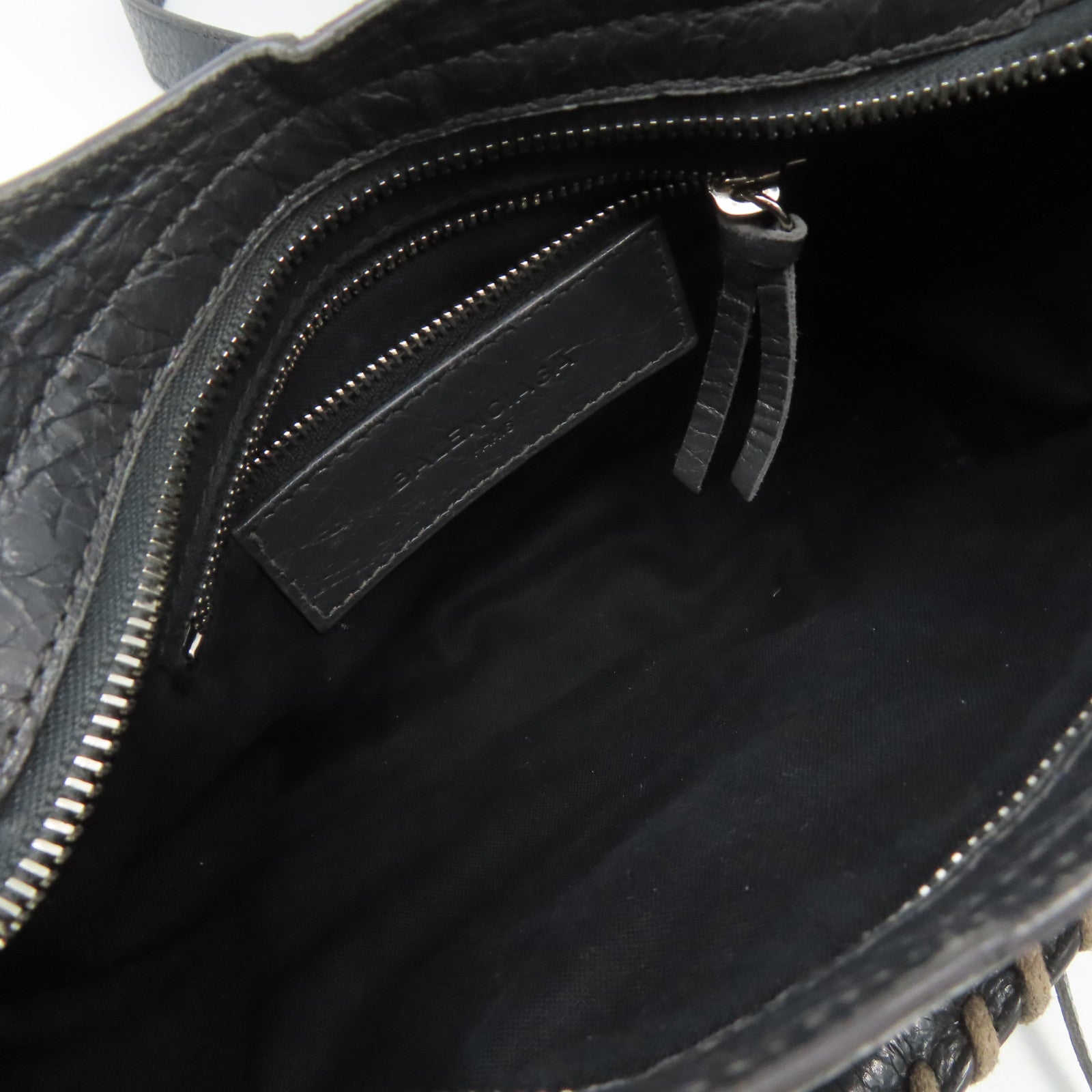 BALENCIAGA 羊皮皮革Mini City銀扣手挽肩背兩用袋灰色