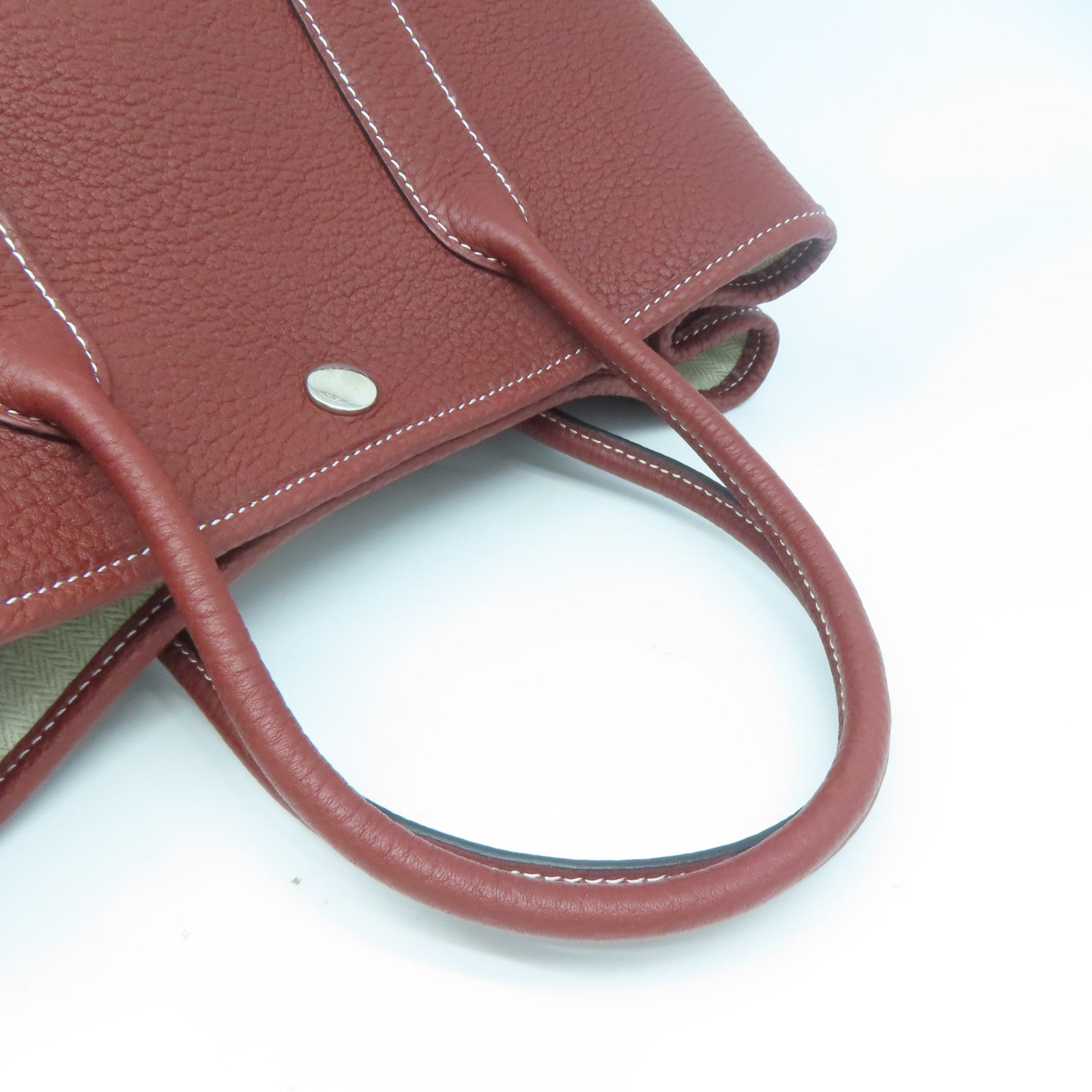 HERMES Negonda皮革GardenParty TPM銀扣手挽袋正紅色