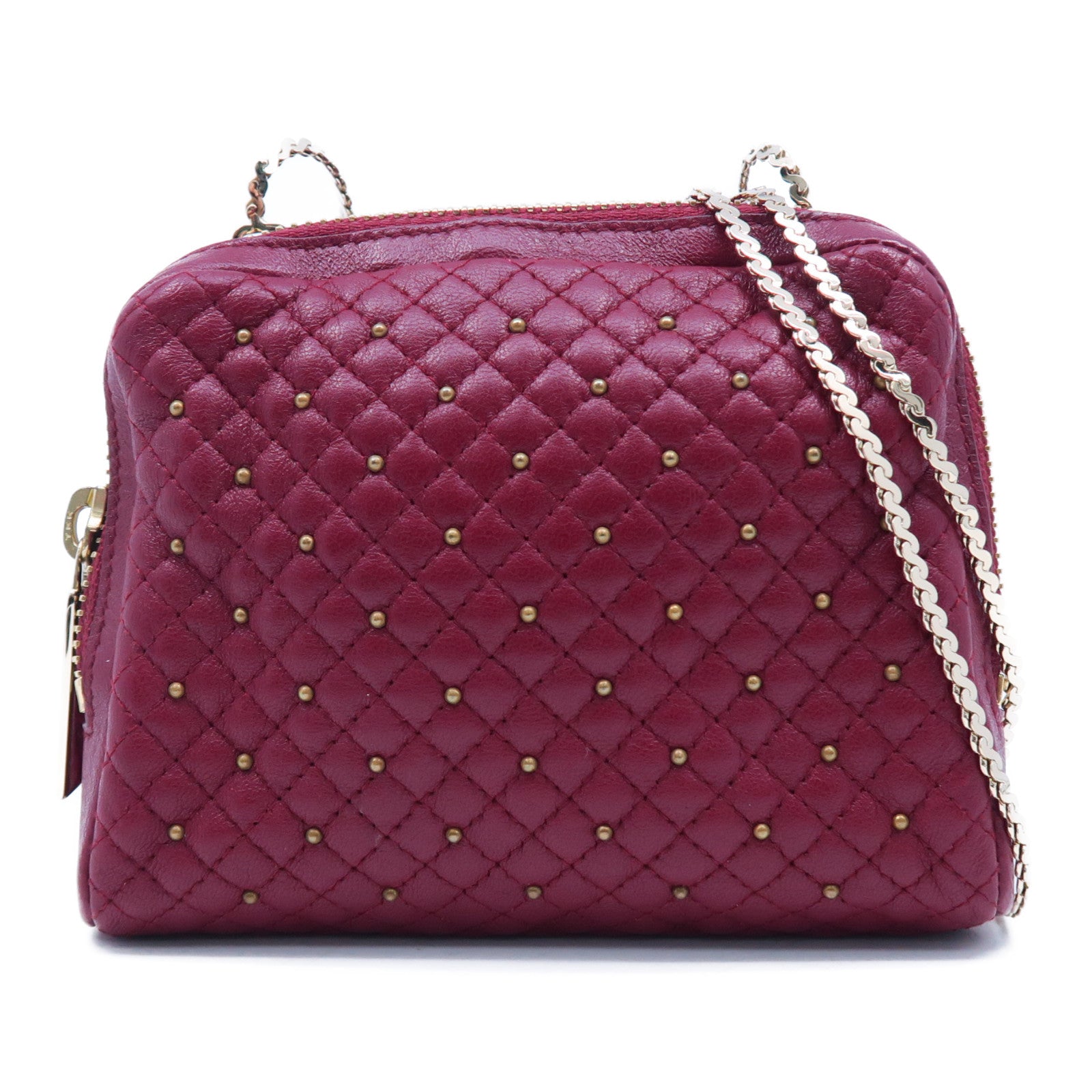 Valentino 羊皮皮革Chain Bag金扣鏈帶肩背袋紅色