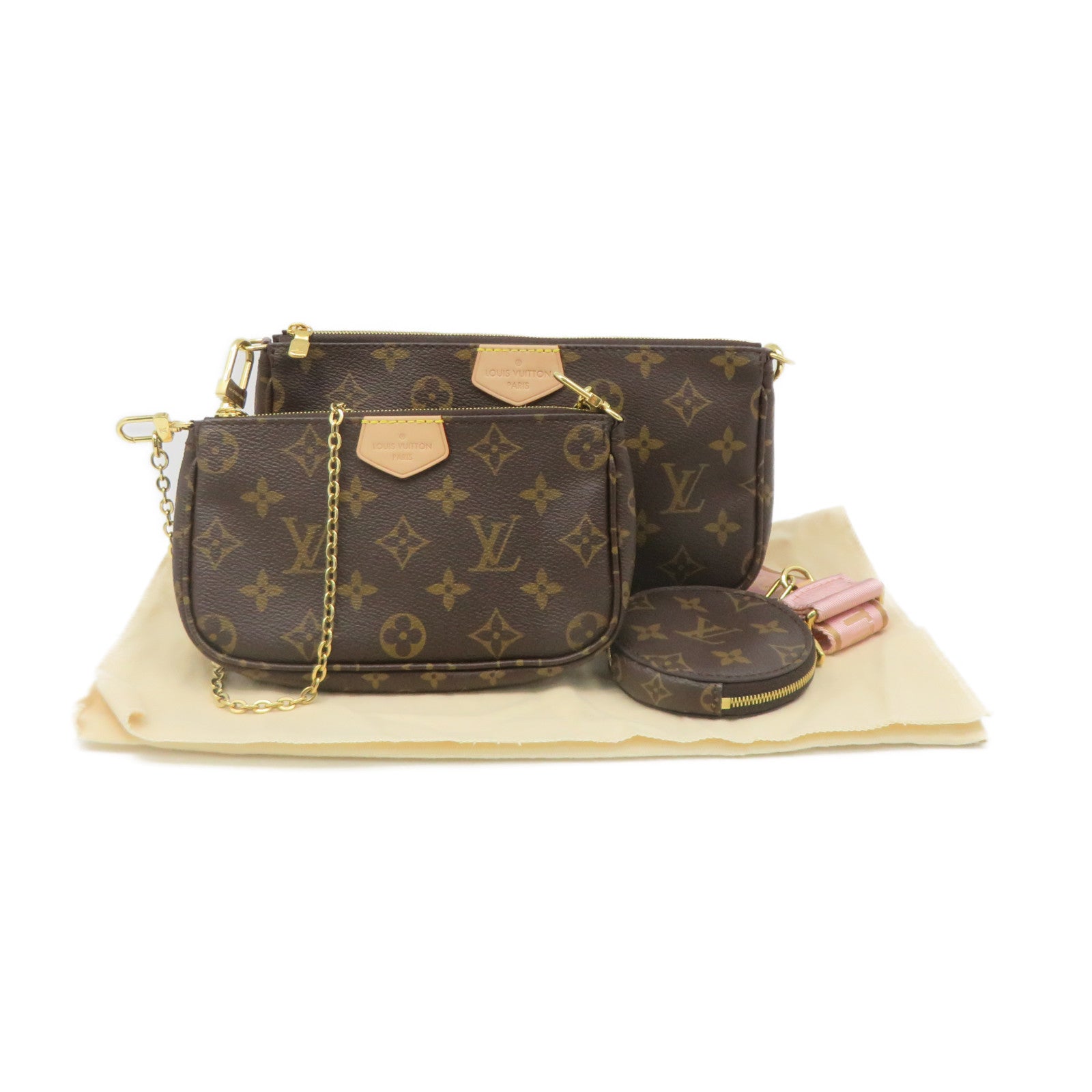 LOUIS VUITTON Monogram Multi Pochette Accessoires Shoulder Bag肩背袋啡色/粉红色