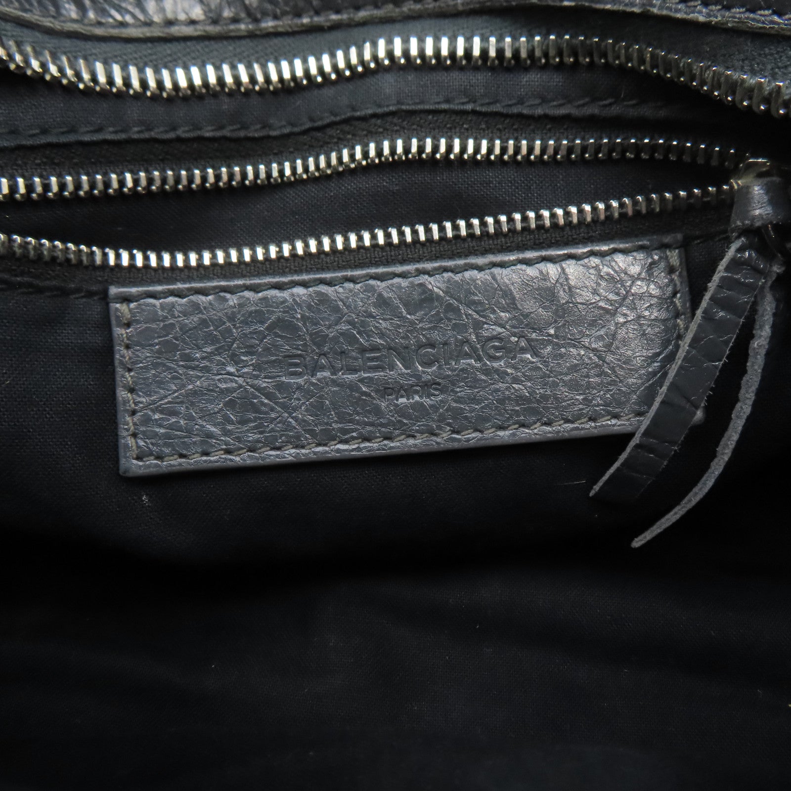 BALENCIAGA 羊皮皮革Mini City銀扣手挽肩背兩用袋灰色