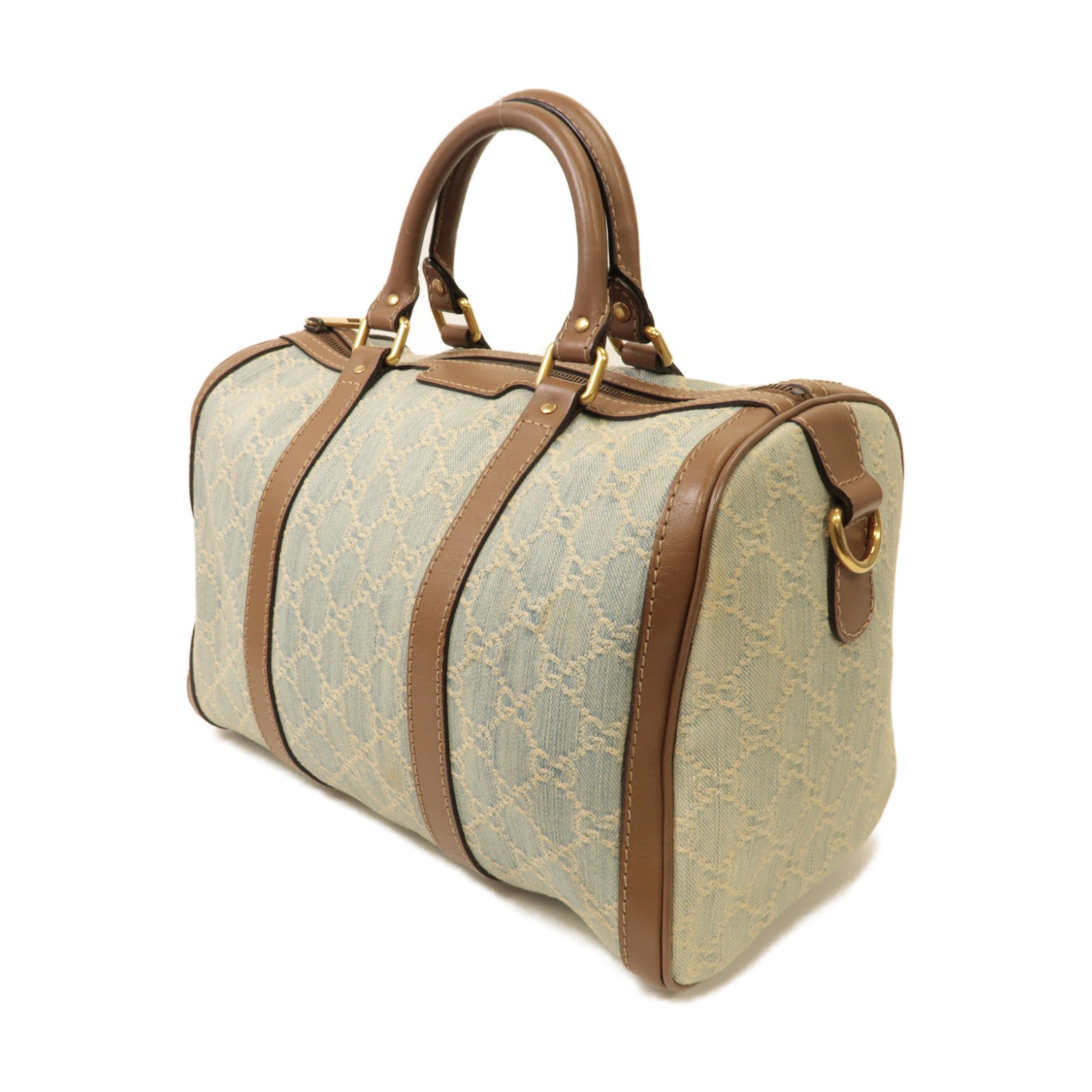 GUCCI 牛仔布2way Shoulder Bag金扣手挽肩背兩用袋淺藍色
