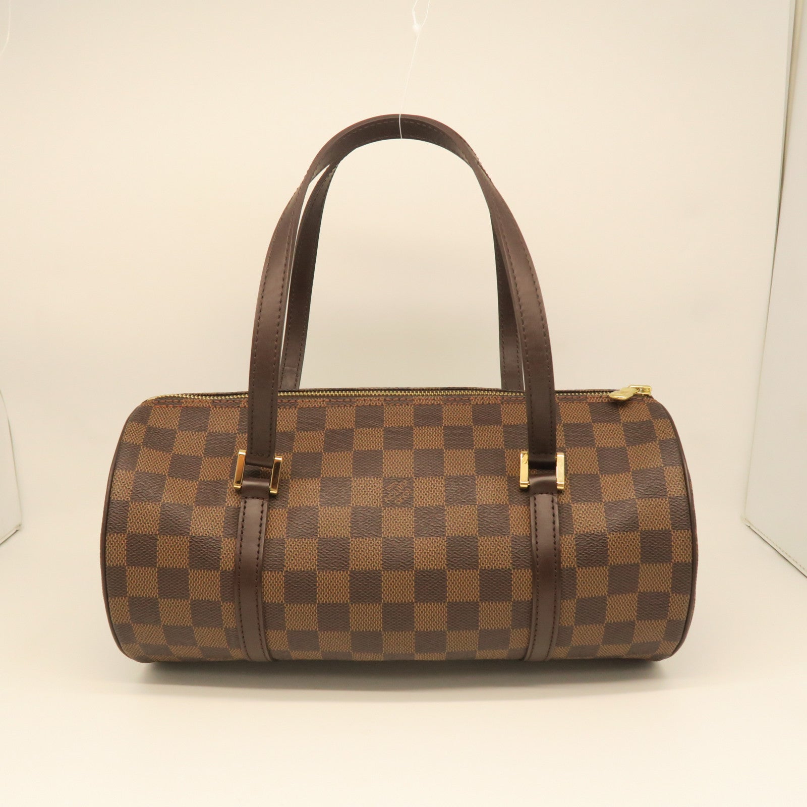 LOUIS VUITTON Damier Papillon PM Gold Buckle Shoulder Bag Brown