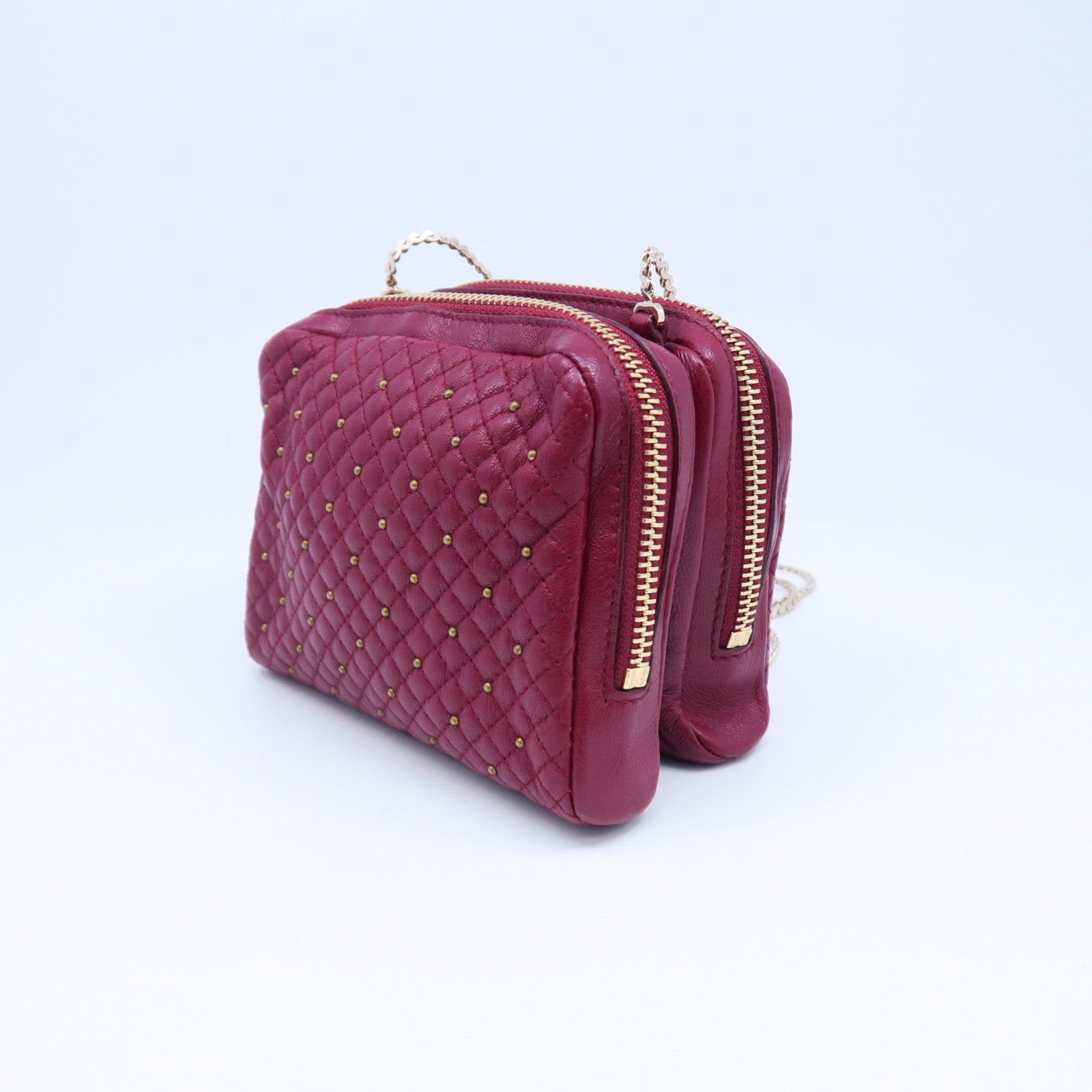 Valentino 羊皮皮革Chain Bag金扣鏈帶肩背袋紅色
