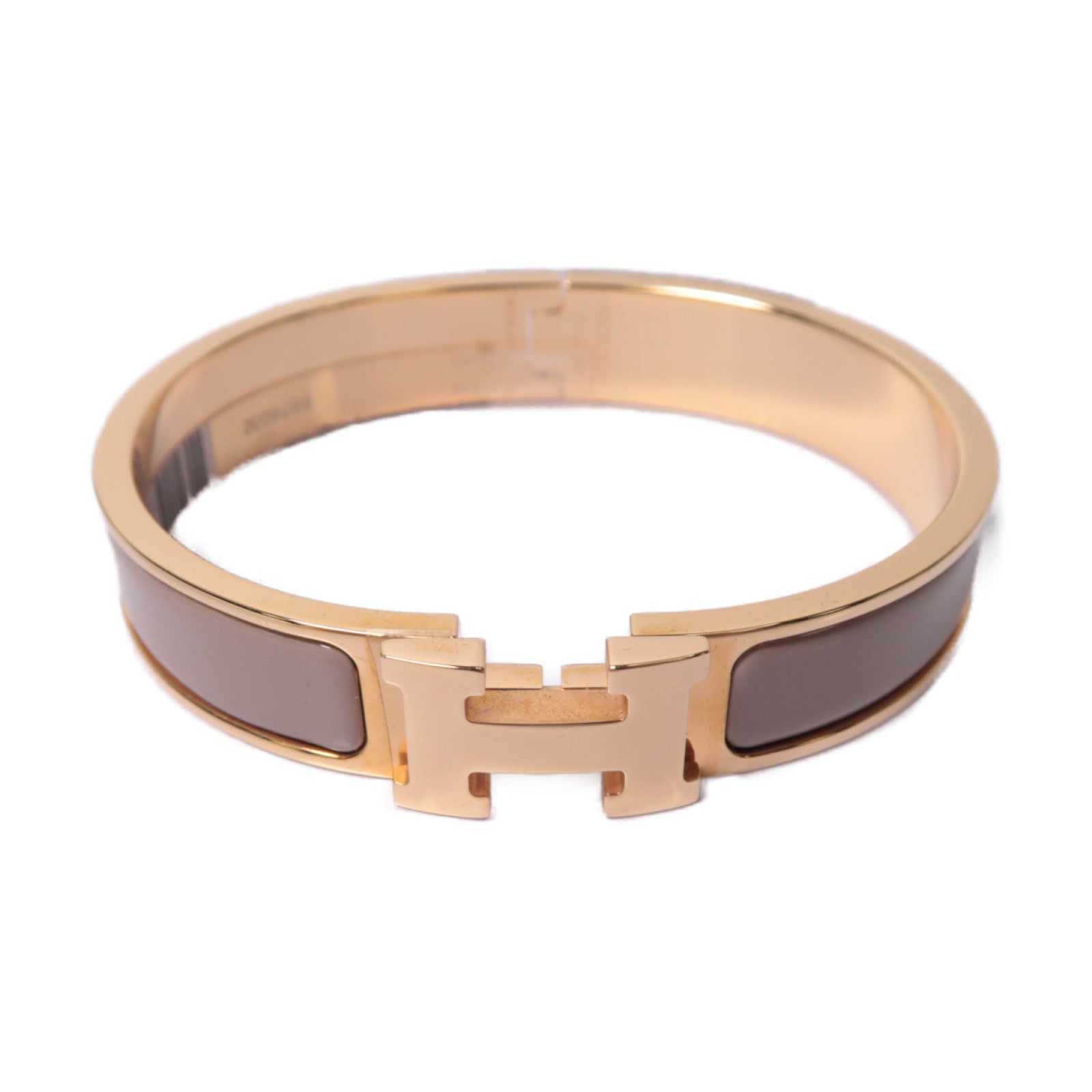 HERMES 金屬Clic-Clac H Bracelet手鐲金色/米色