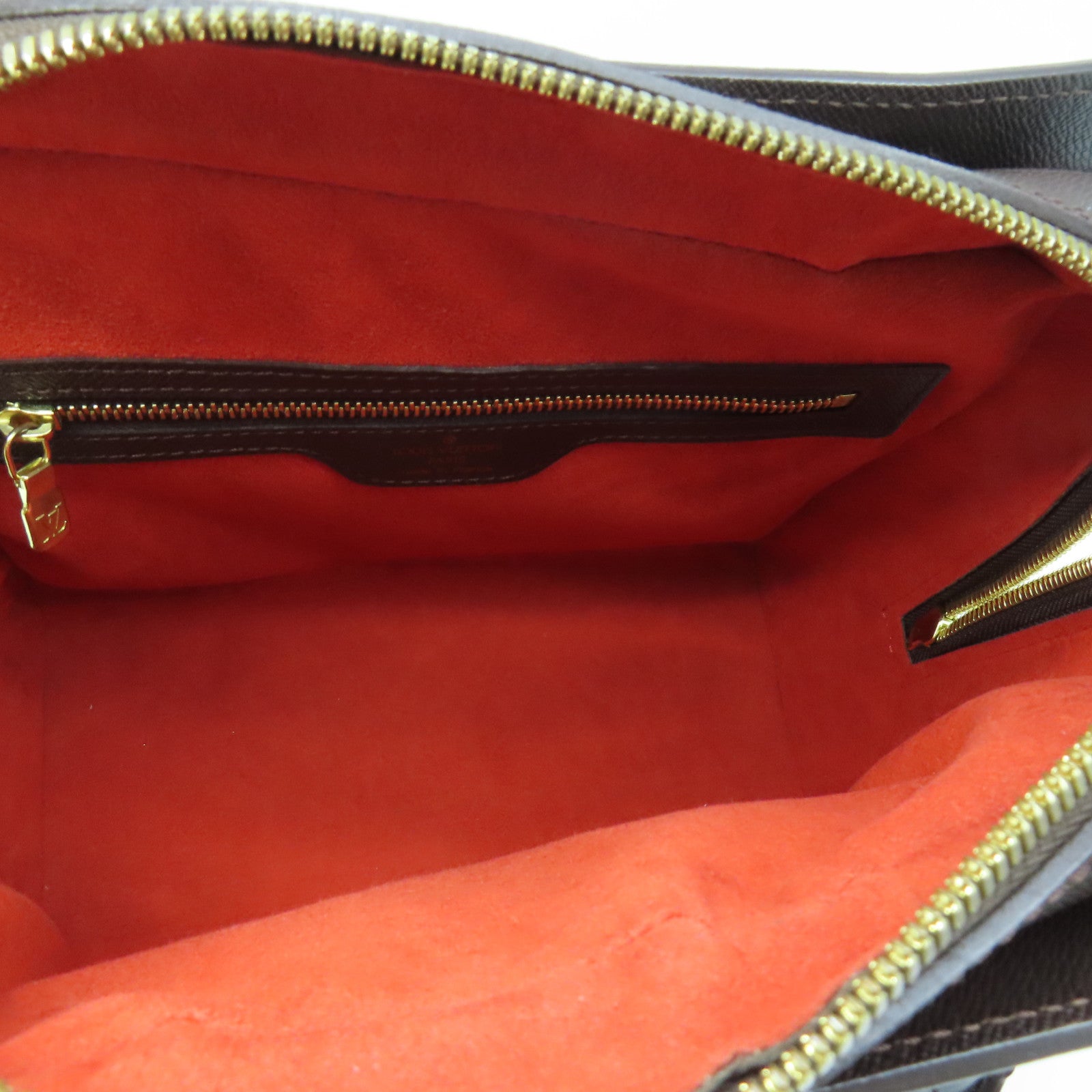 LOUIS VUITTON Damier Triana gold buckle handle bag brown
