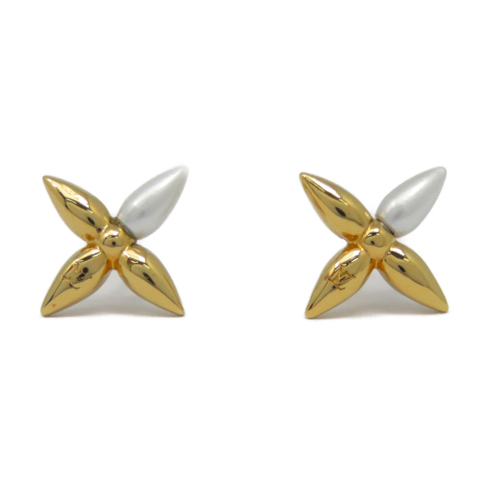 LOUIS VUITTON 金屬/PVC Louisette Earrings耳環金色/白色