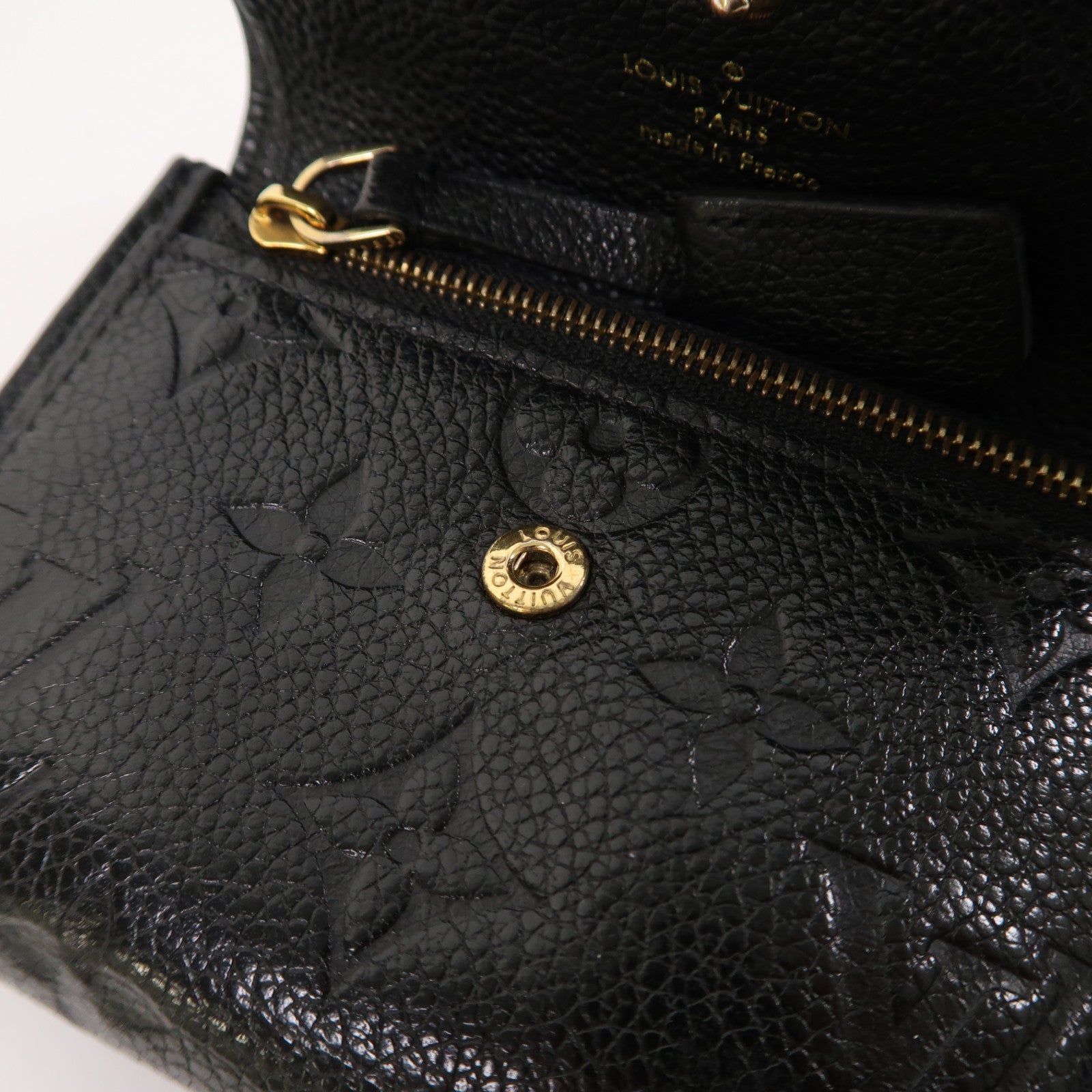 LOUIS VUITTON Monogram Empreinte Pont Neuf Fold Wallet金扣錢包黑色