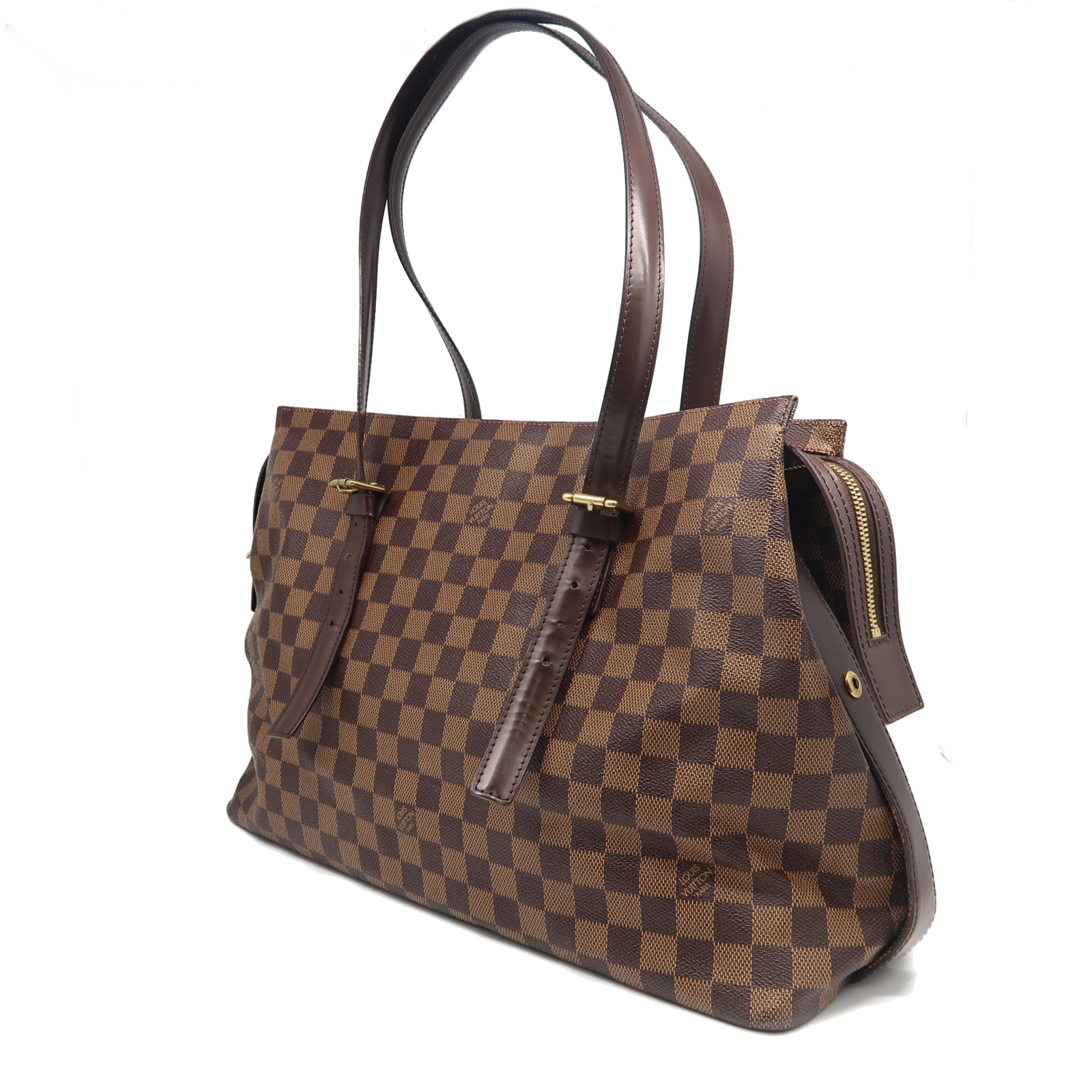 LOUIS VUITTON Damier Ebene Chelsea金扣肩背袋啡色