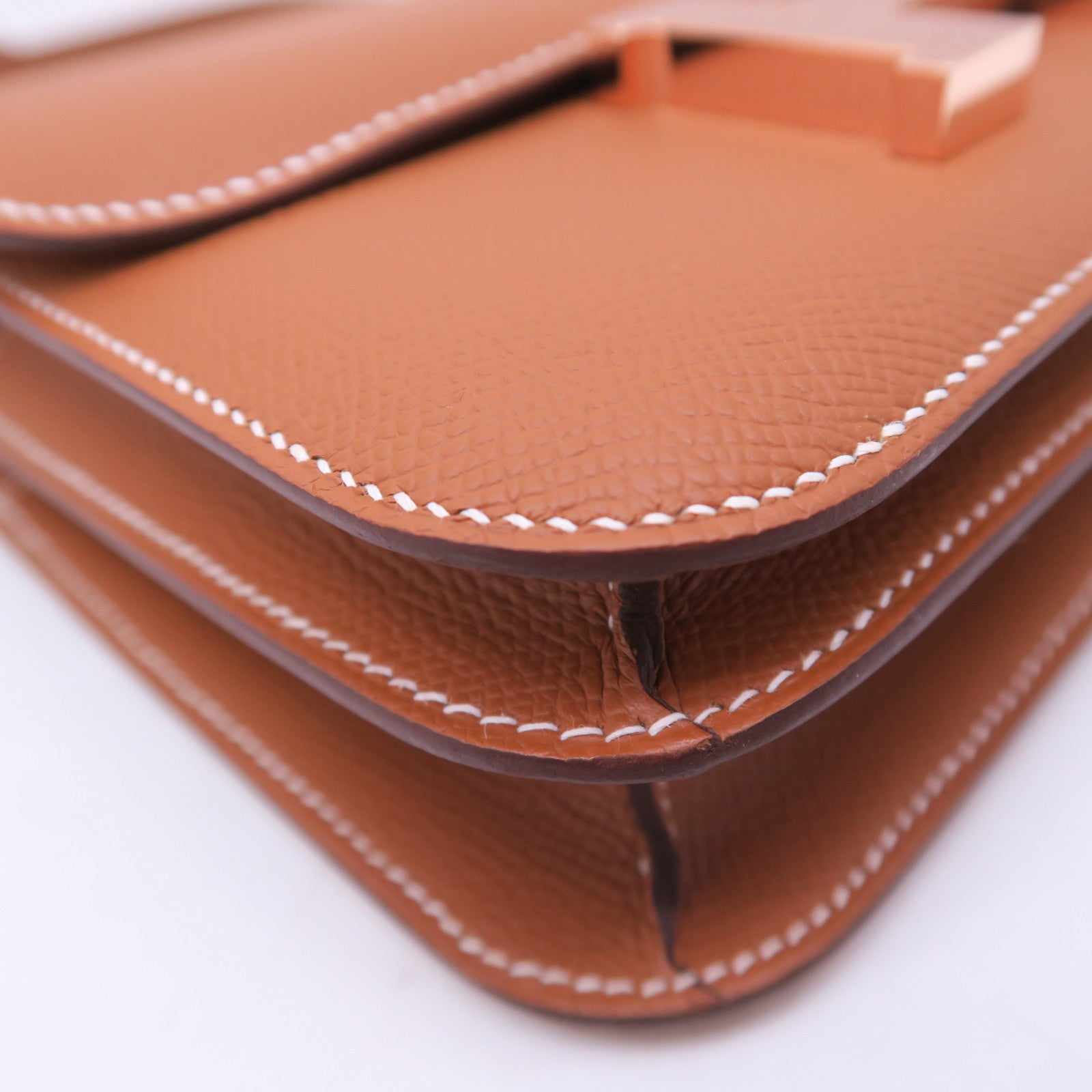 HERMES Epsom皮革Constance Mini金扣肩背袋經典駝色