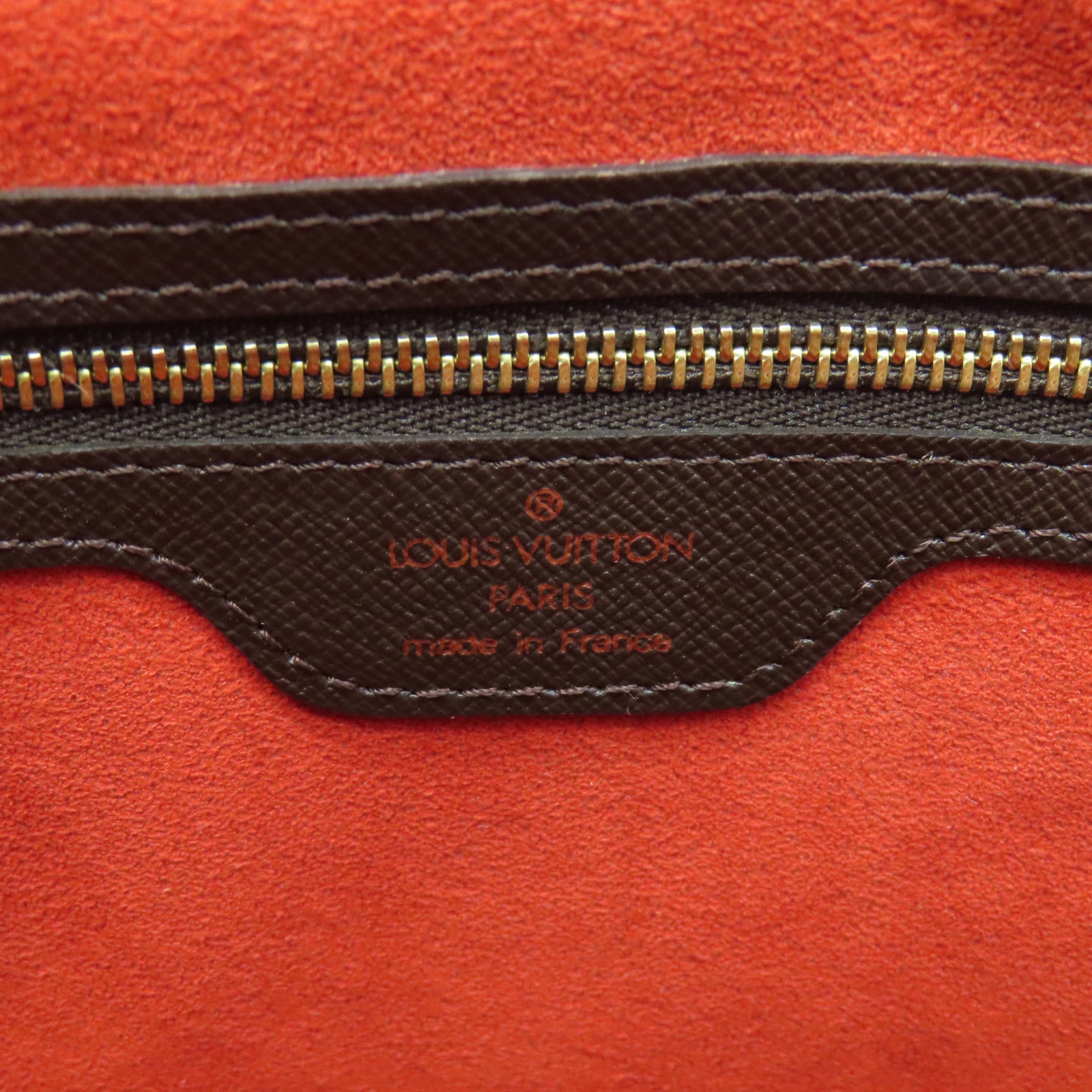 LOUIS VUITTON Damier Triana gold buckle handle bag brown
