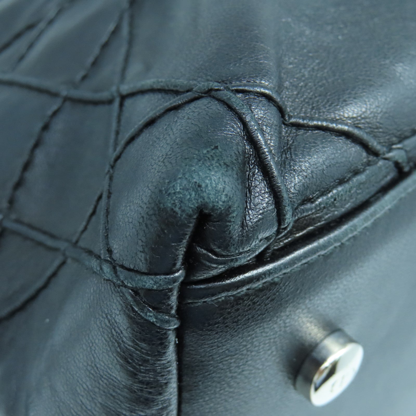 Dior 羊皮皮革2 Way Shoulder銀扣手挽肩背兩用袋黑色
