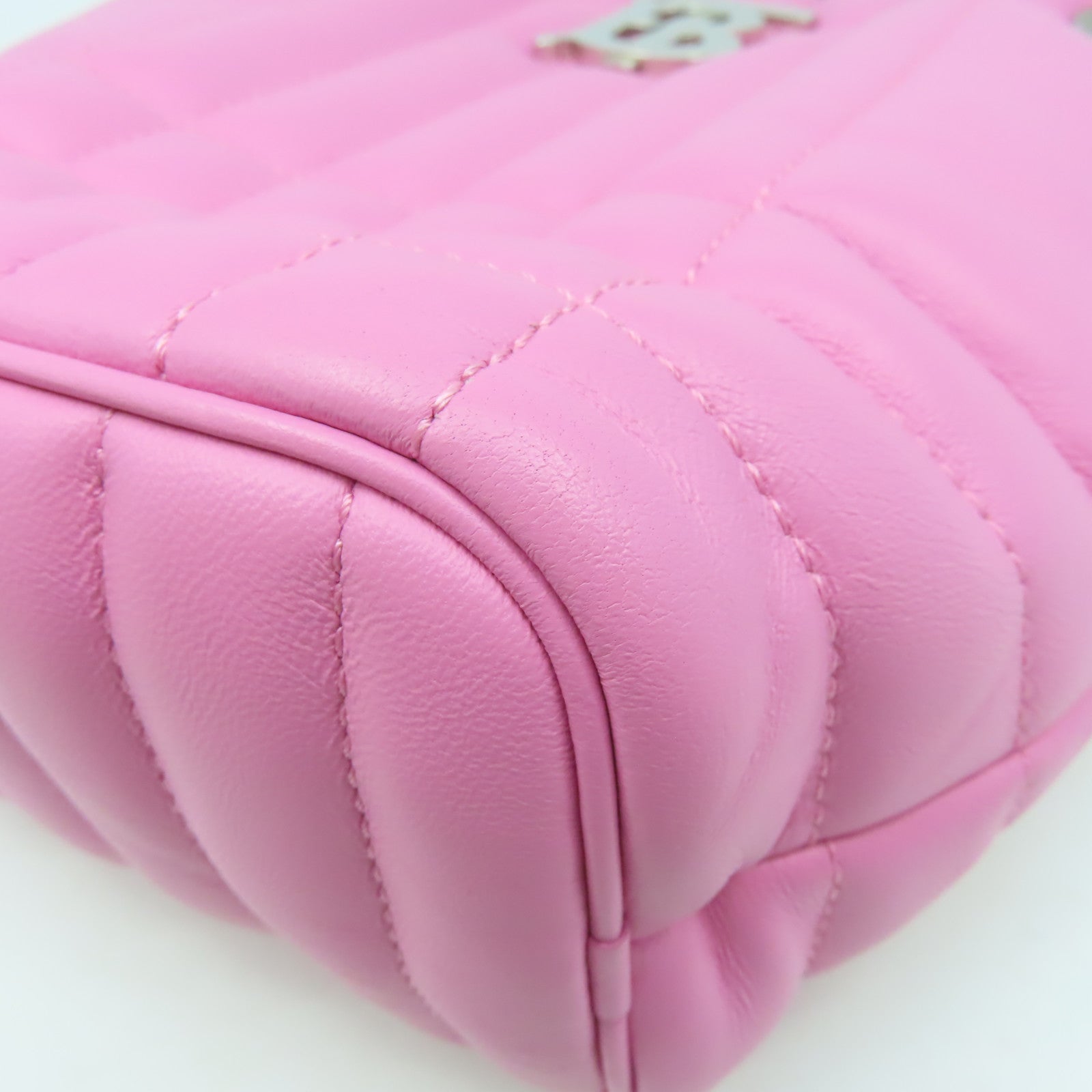 BURBERRY 牛皮皮革Chain Shoulder Bag銀扣肩背袋粉紅色