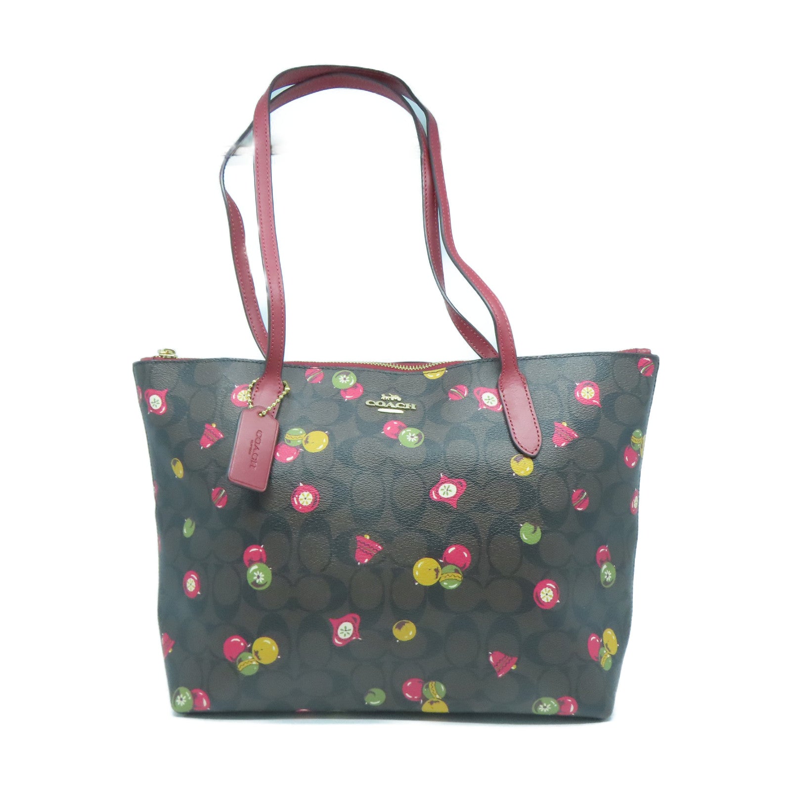 COACH 塗層帆布Shoulder Bag金扣肩背袋啡色