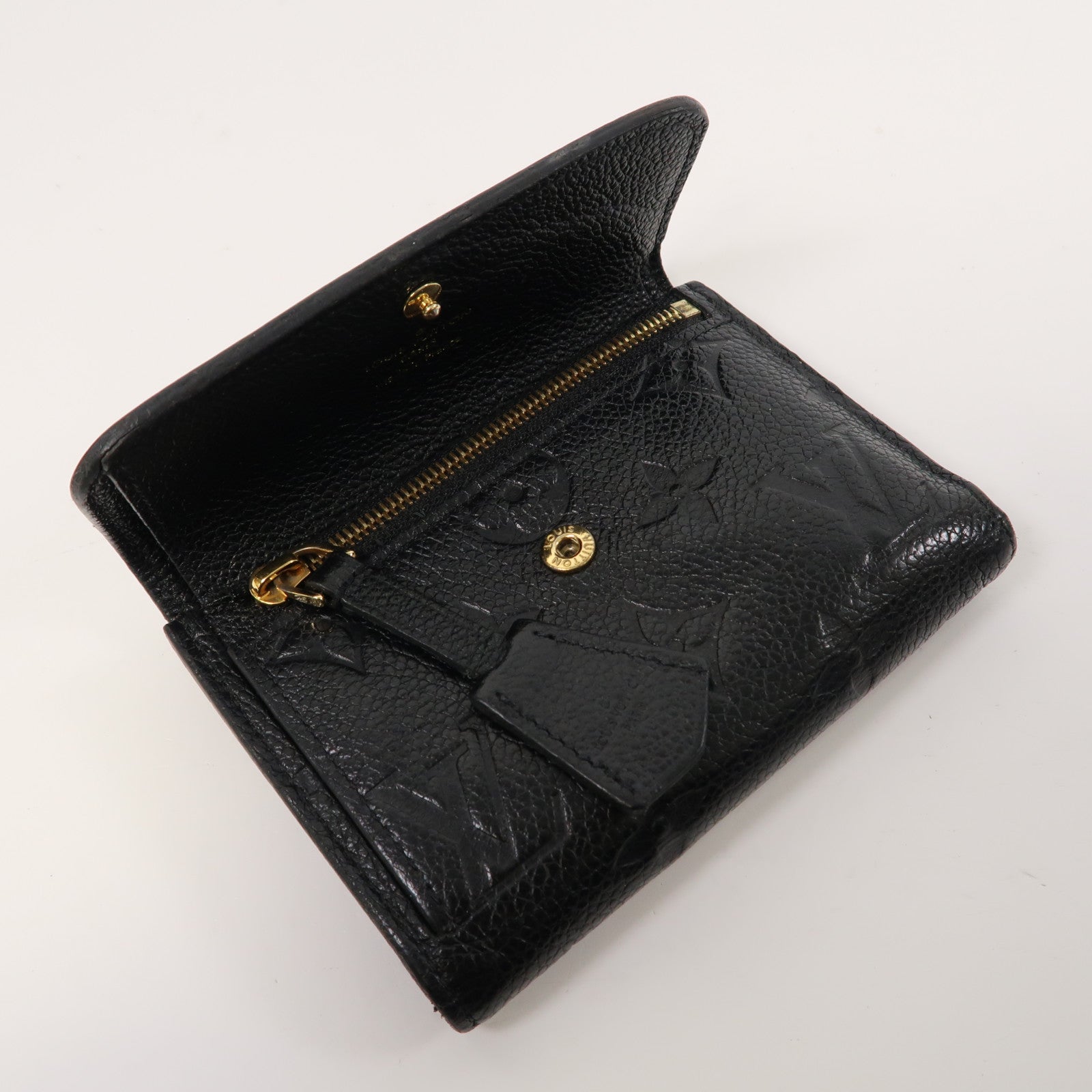 LOUIS VUITTON Monogram Empreinte Pont Neuf Fold Wallet金扣錢包黑色