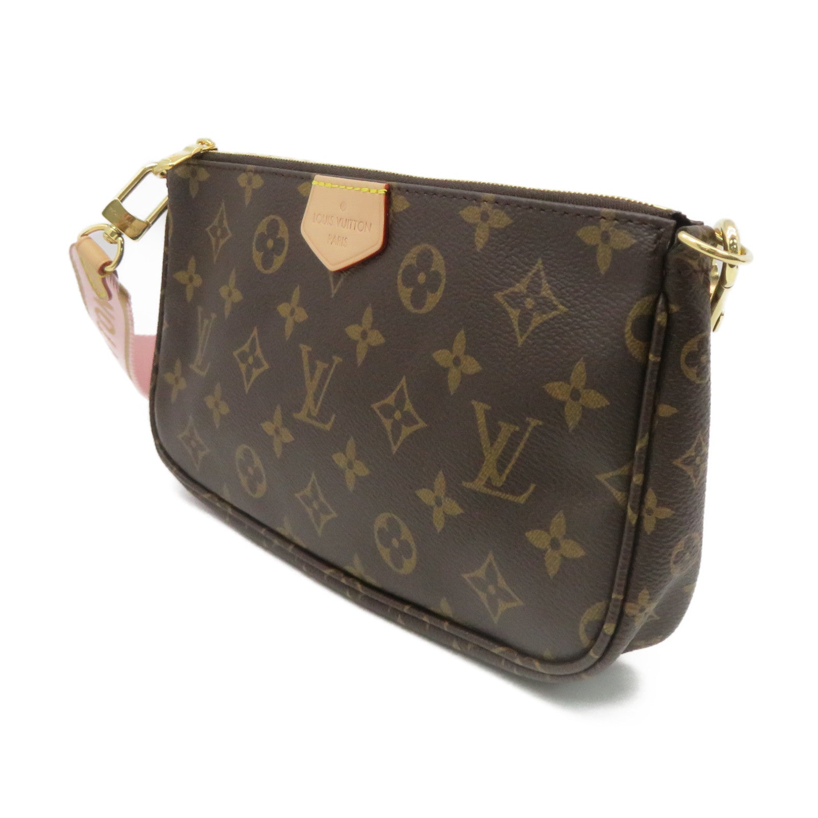 LOUIS VUITTON Monogram Multi Pochette Accessoires Shoulder Bag肩背袋啡色/粉红色