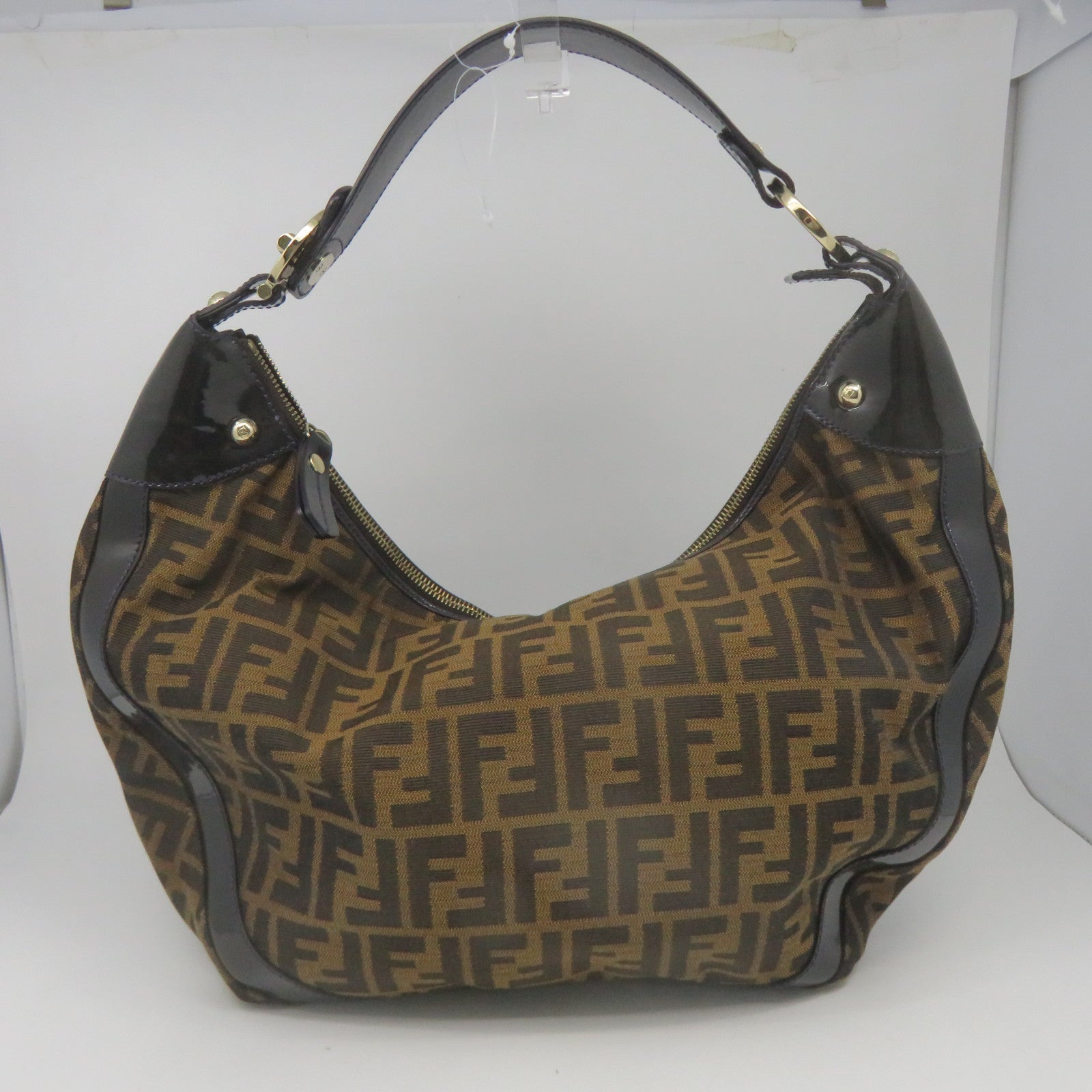 FENDI 帆布Vintage Tote Bag金扣手挽袋啡色