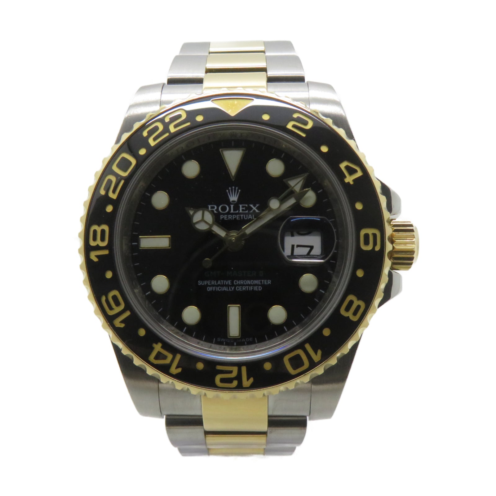 ROLEX GMT Master不鏽鋼/18K黃金自動機芯手錶黑色
