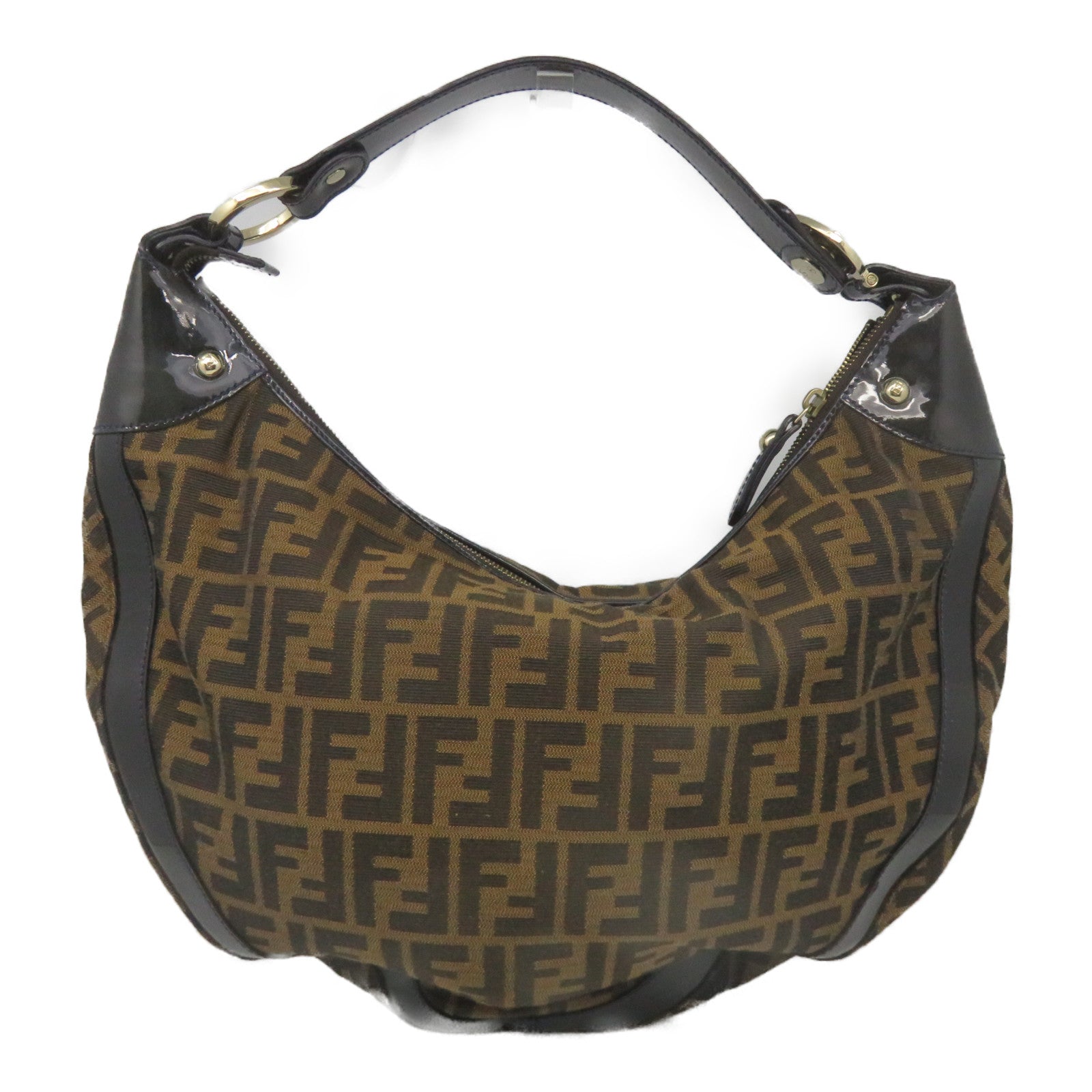 FENDI 帆布Vintage Tote Bag金扣手挽袋啡色
